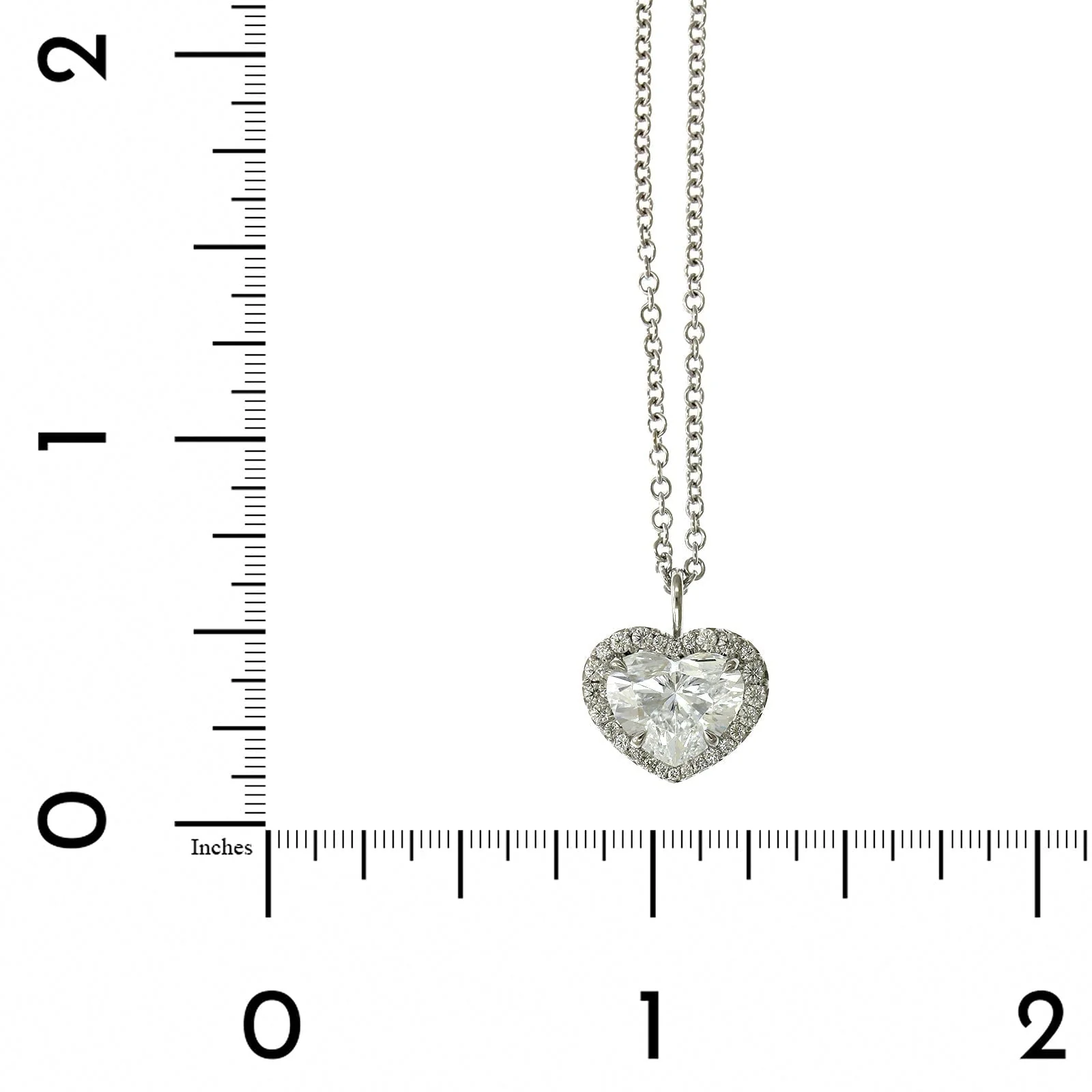 18K White Gold Heart Shape Diamond Halo Pendant - Image 4