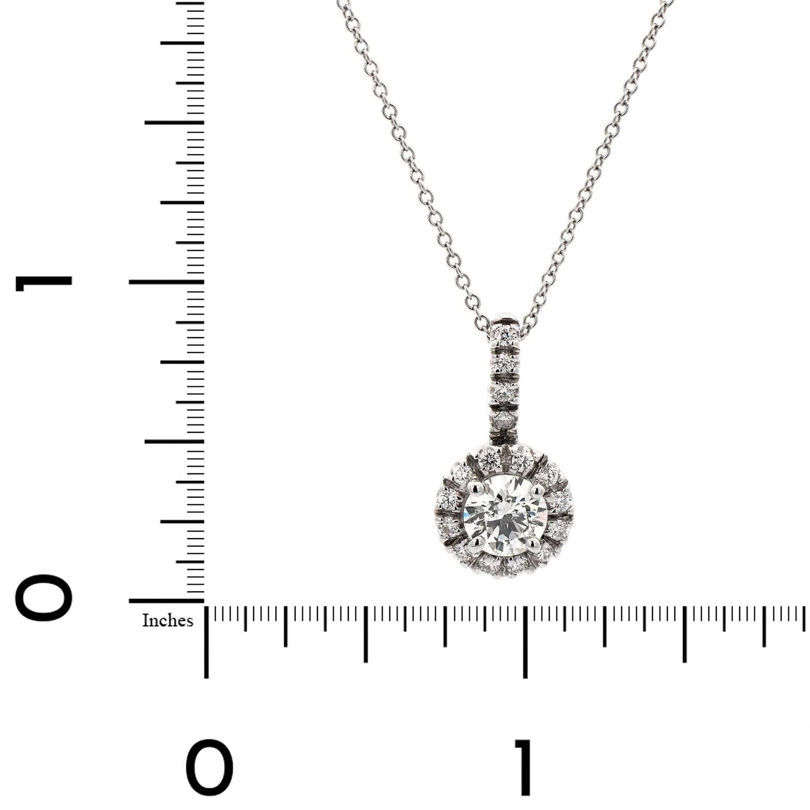 18K White Gold Round Diamond Halo Necklace - Image 4
