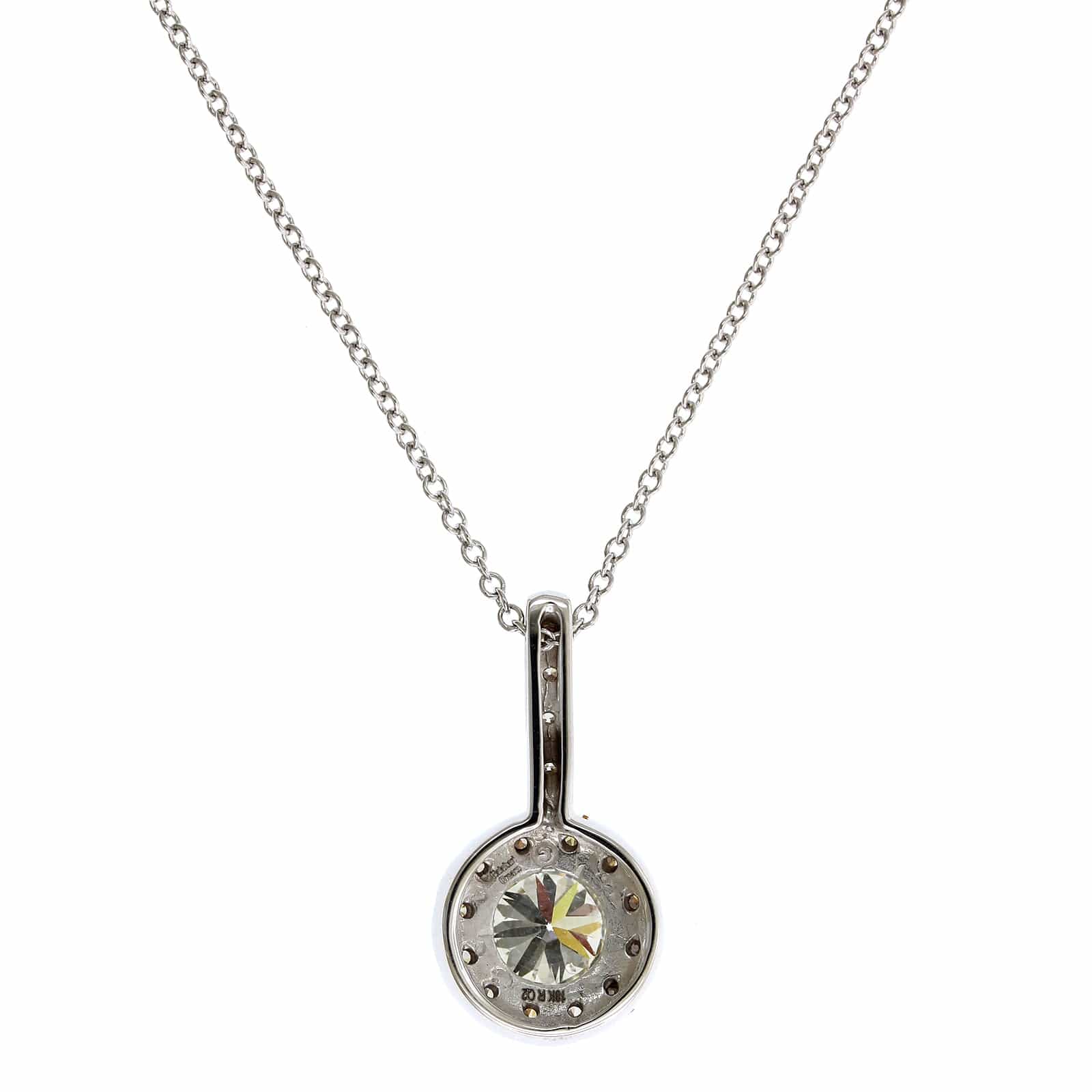 18K White Gold Round Diamond Halo Pendant - Image 2