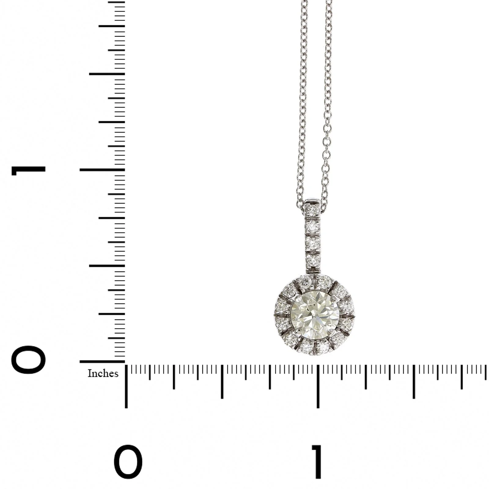 18K White Gold Round Diamond Halo Pendant - Image 4