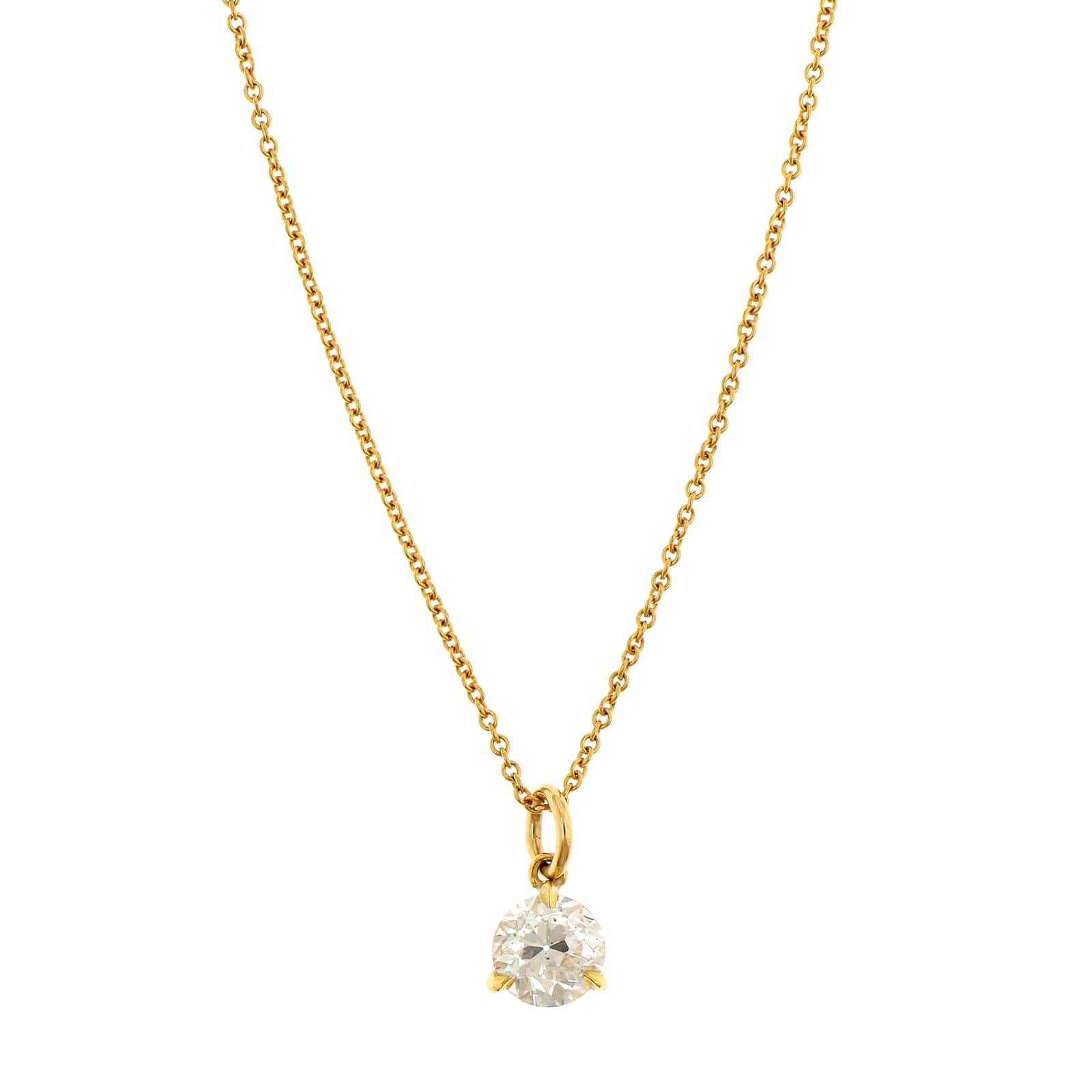 18K Yellow Gold Diamond Pendant Necklace - Image 5