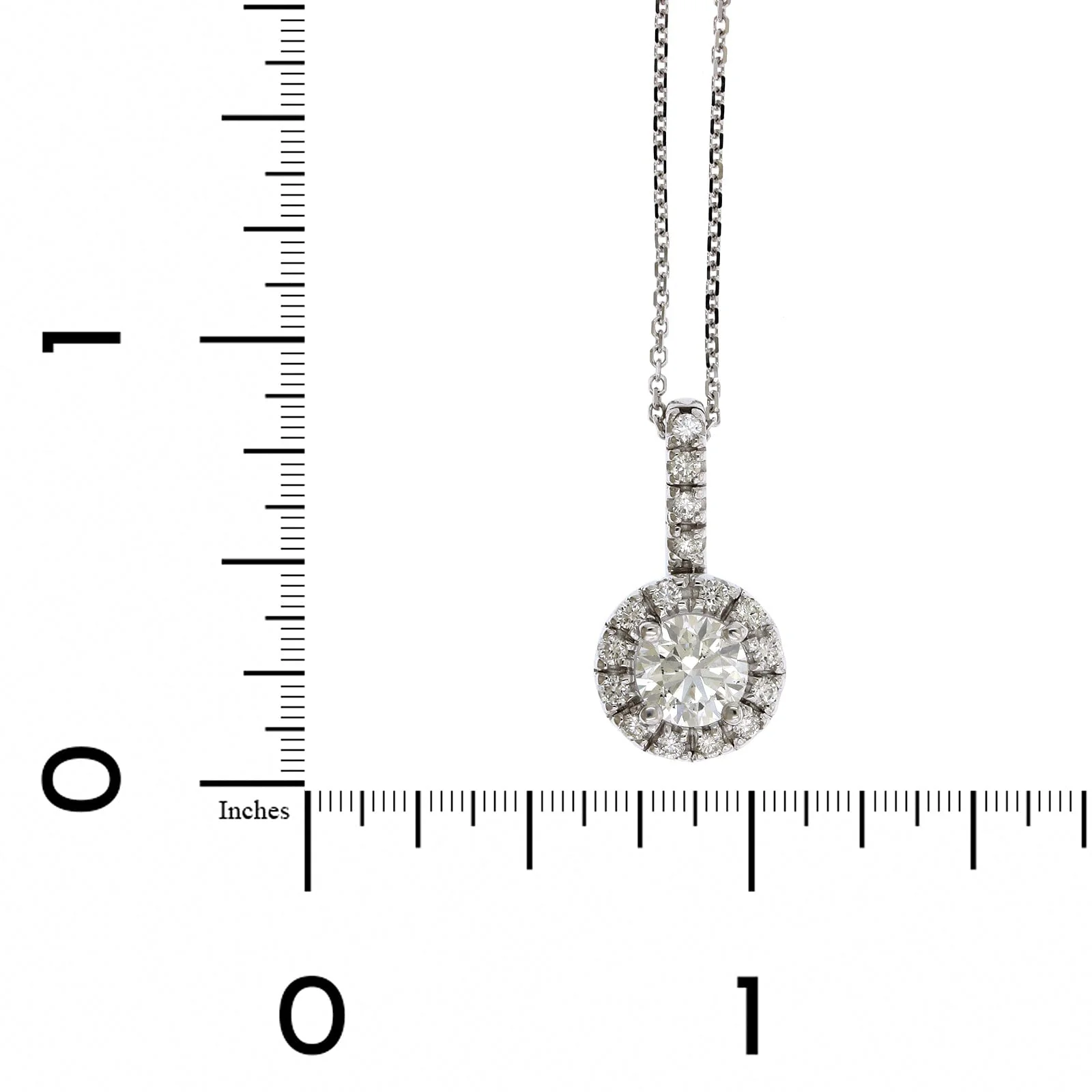 18K White Gold Round Diamond Halo Necklace - Image 4