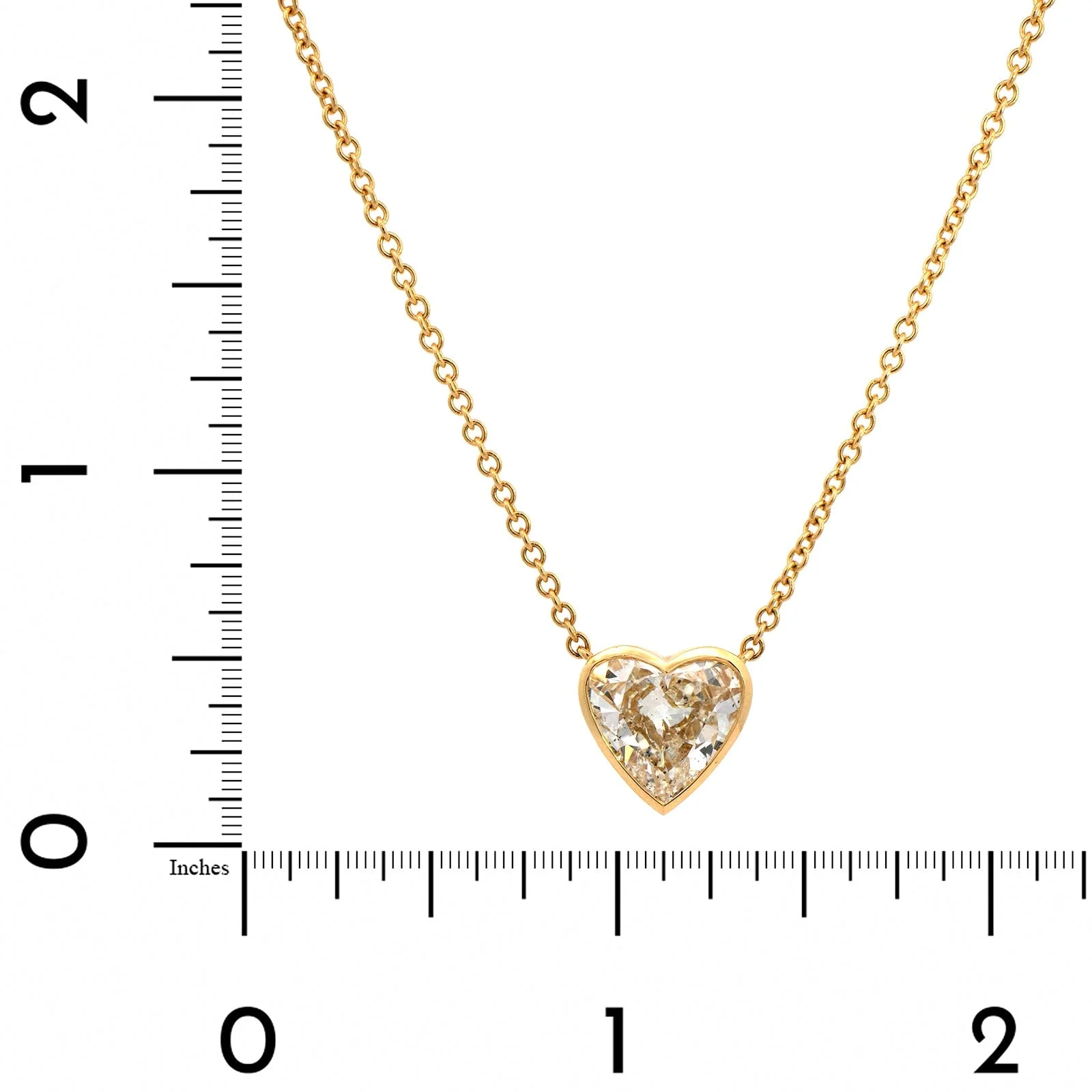 18K Yellow Gold Bezel Set Diamond Heart Pendant Necklace - Image 4