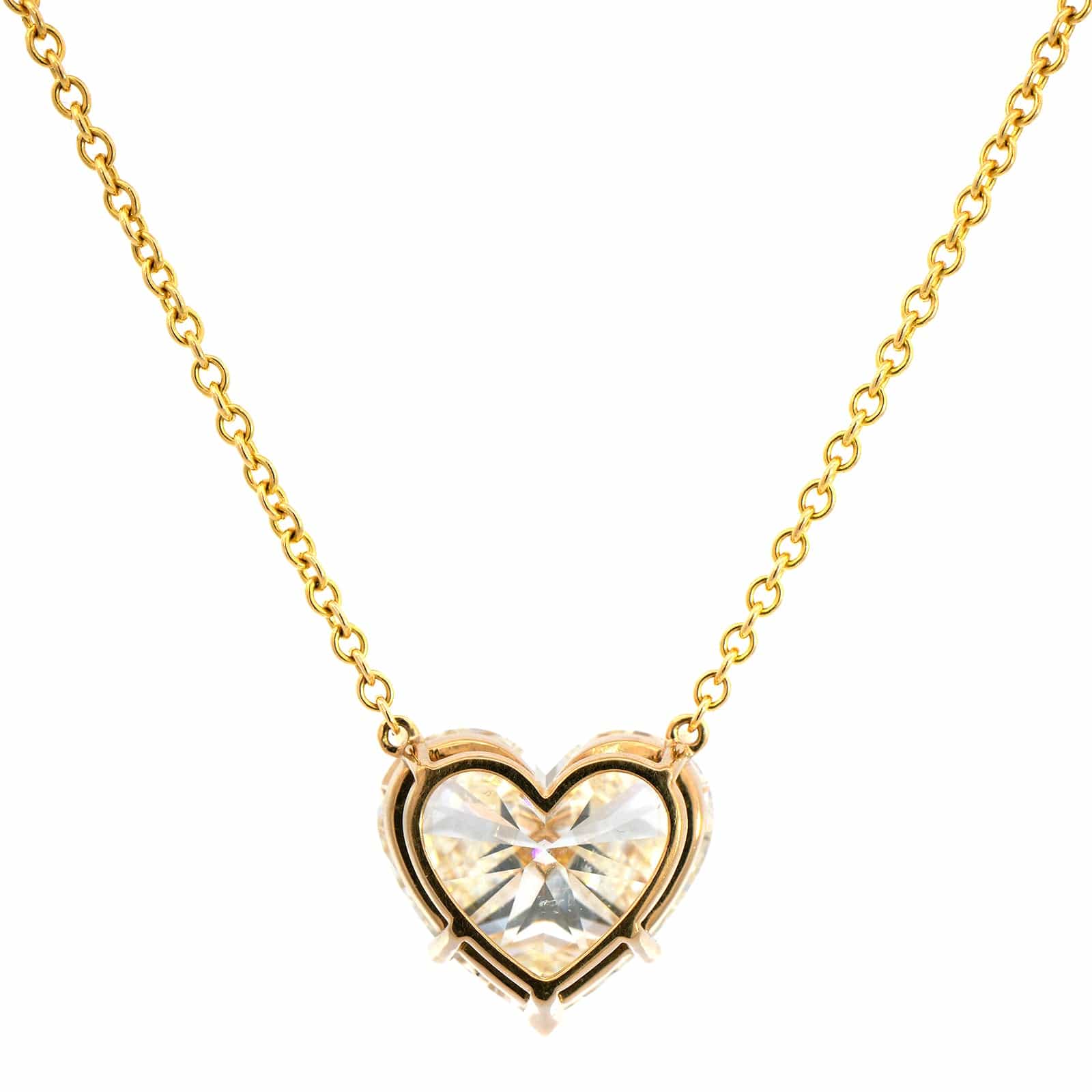 18K Yellow Gold Diamond Heart Pendant Necklace - Image 2