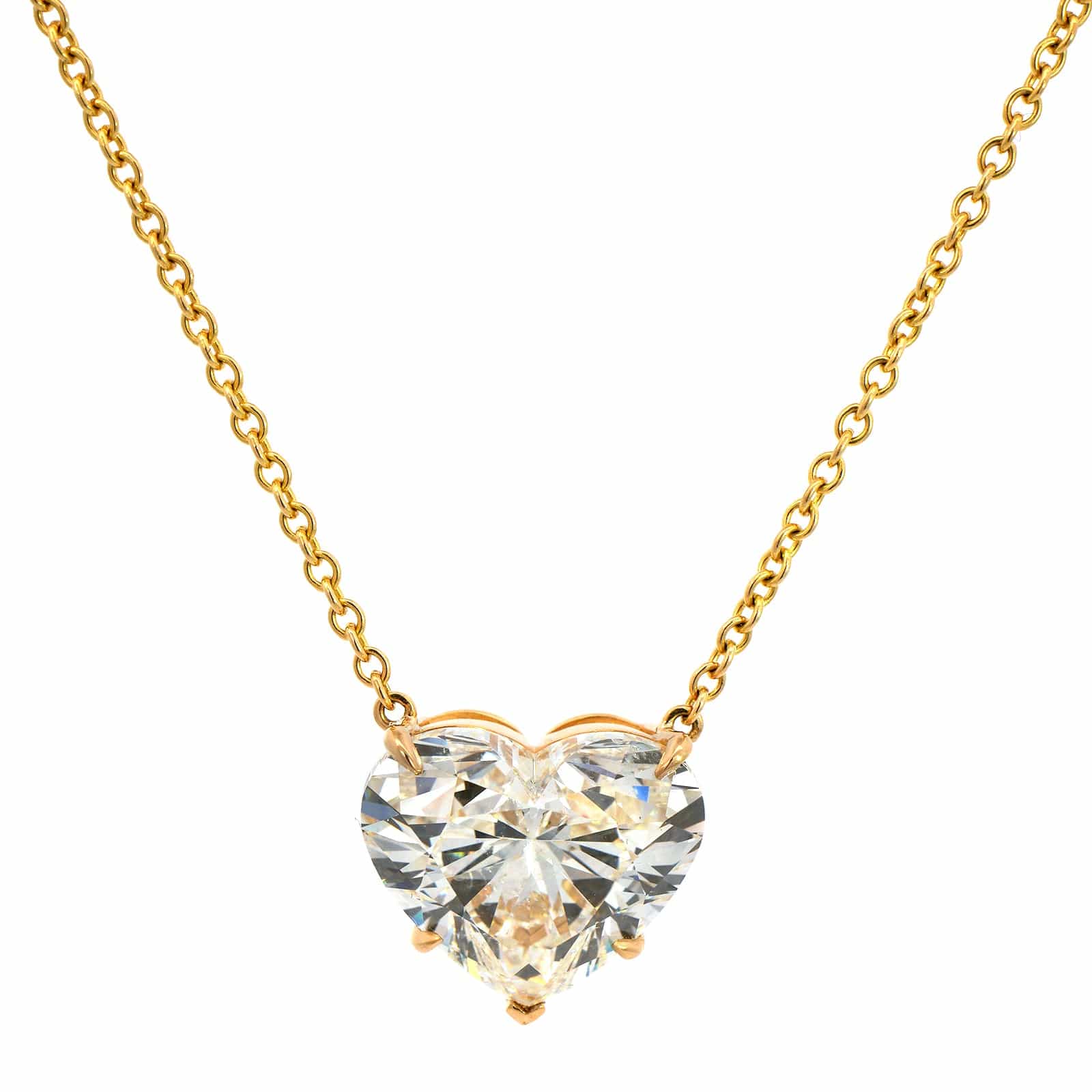18K Yellow Gold Diamond Heart Pendant Necklace - Image 5