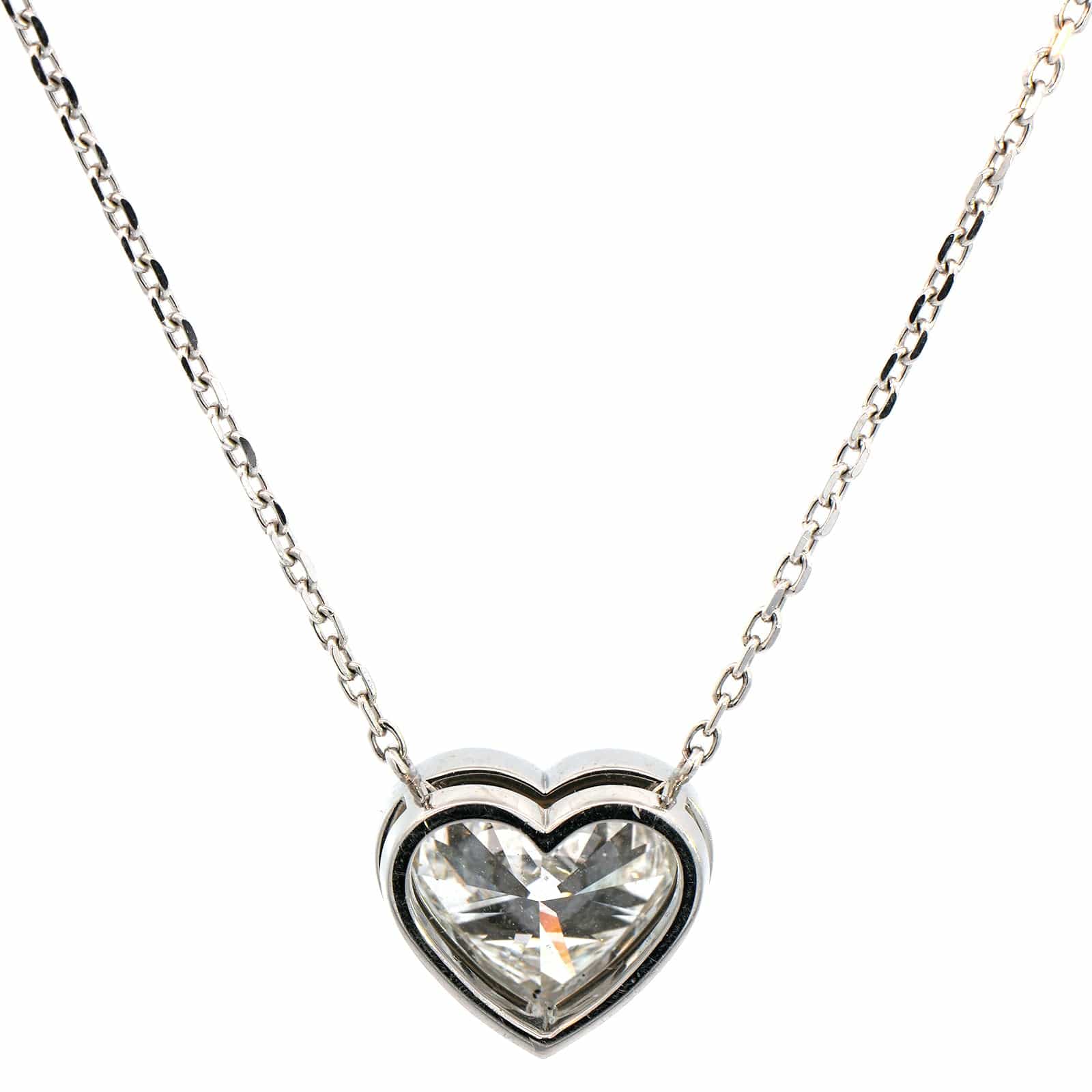 Platinum Diamond Heart Pendant Necklace - Image 2