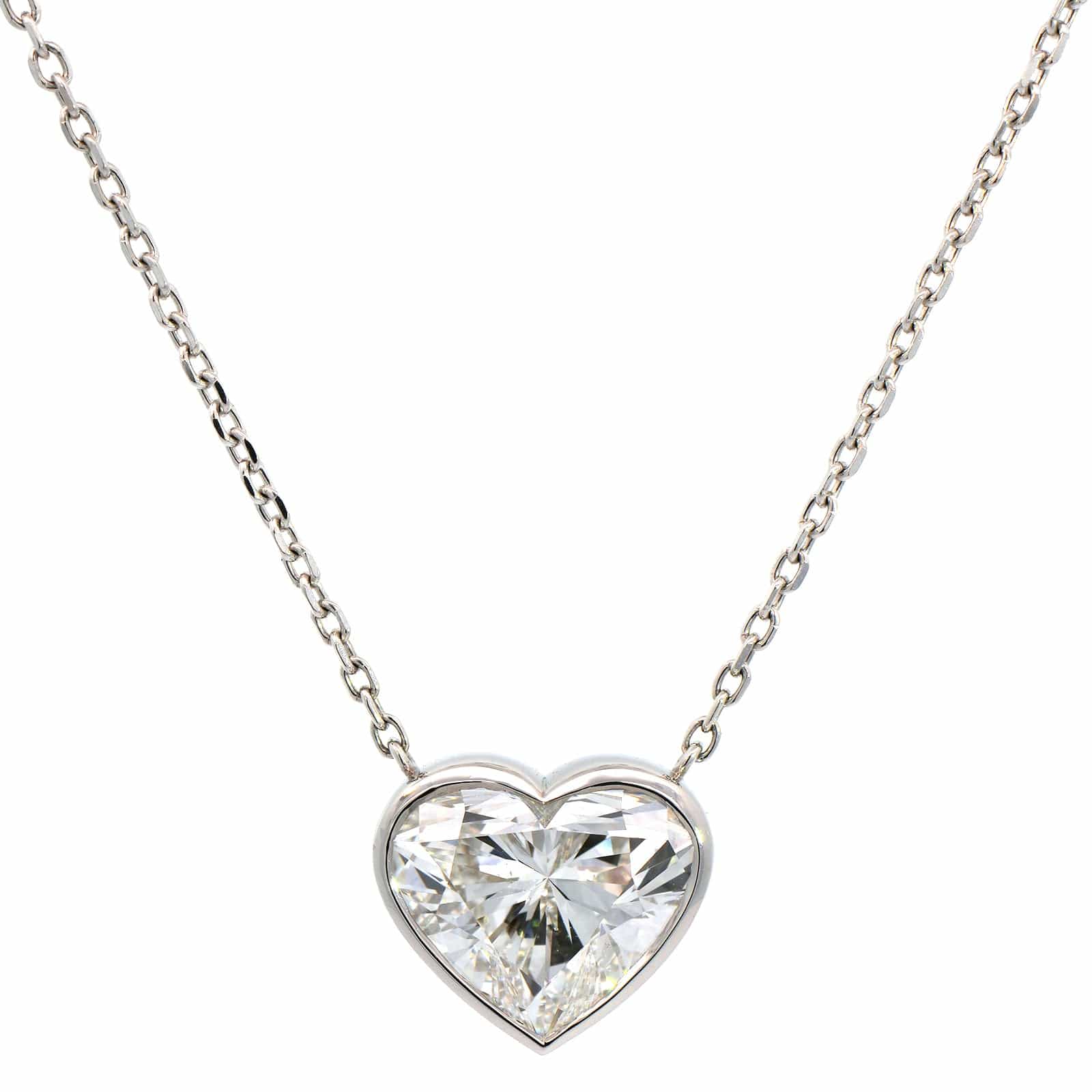 Platinum Diamond Heart Pendant Necklace - Image 5
