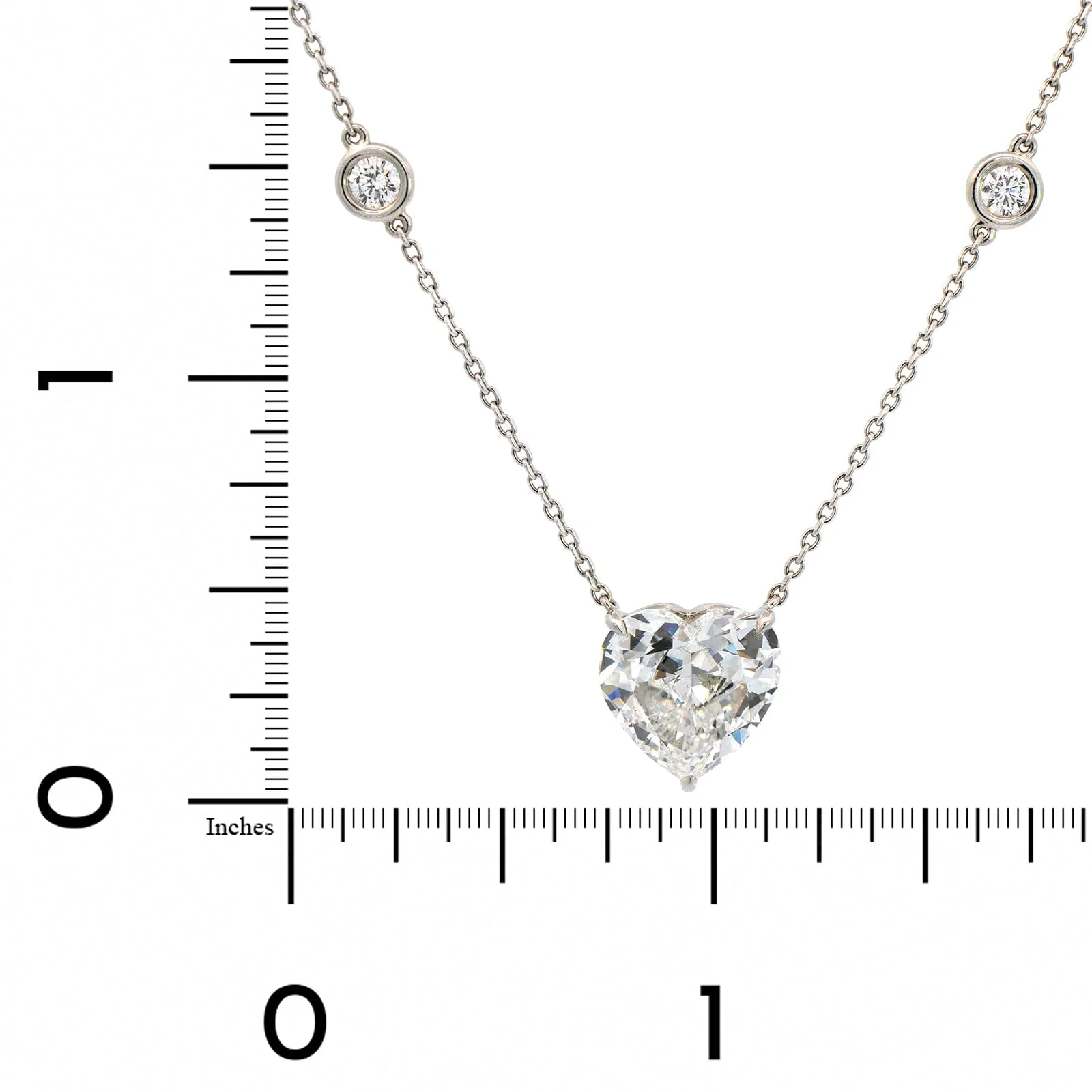 Platinum Diamond By The Yard Heart Pendant Necklace - Image 4