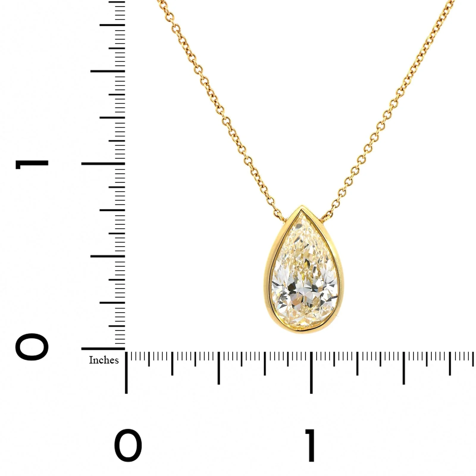 18K Yellow Gold Diamond Teardrop Pendant Necklace - Image 4