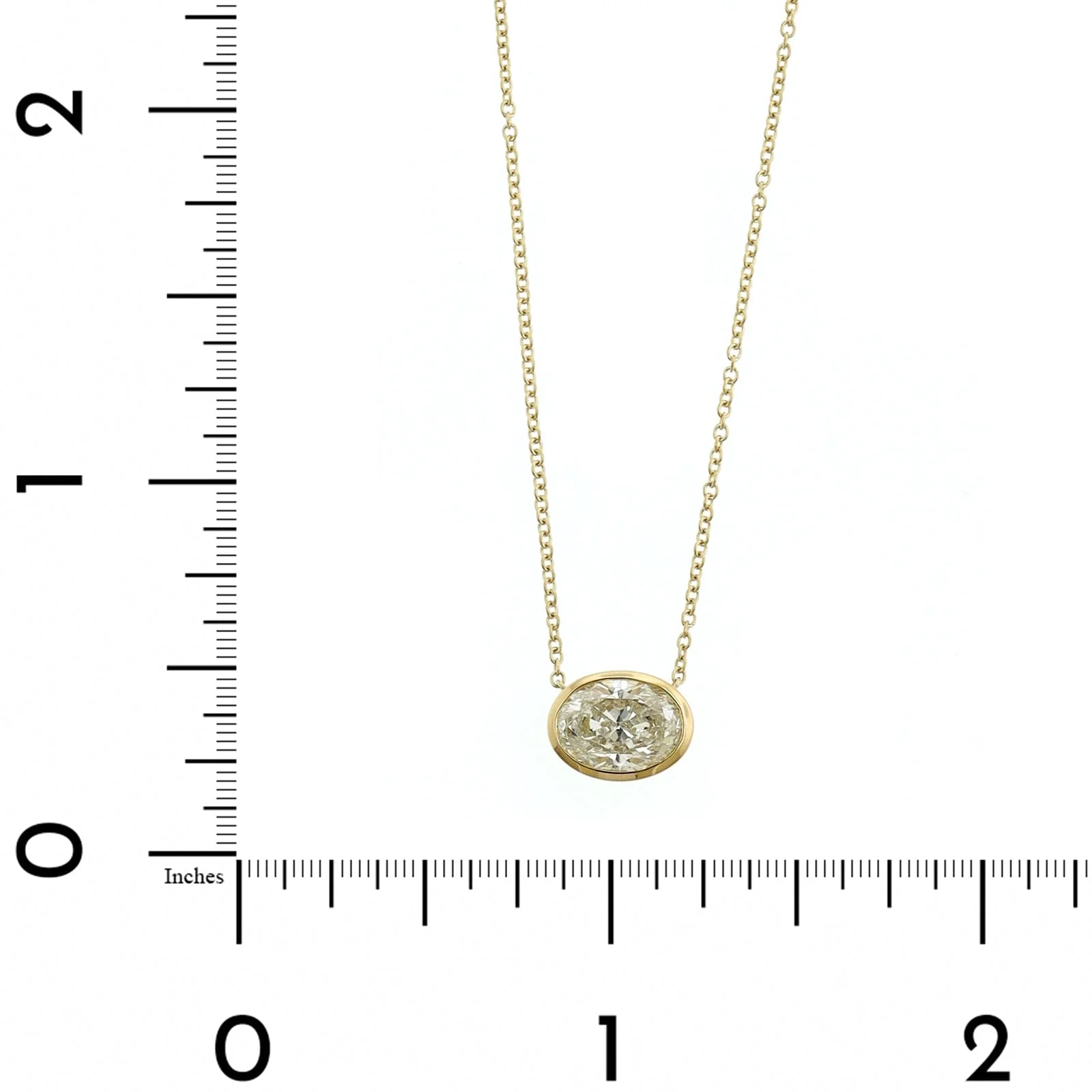 18K Yellow Gold Oval Diamond Pendant Necklace - Image 4