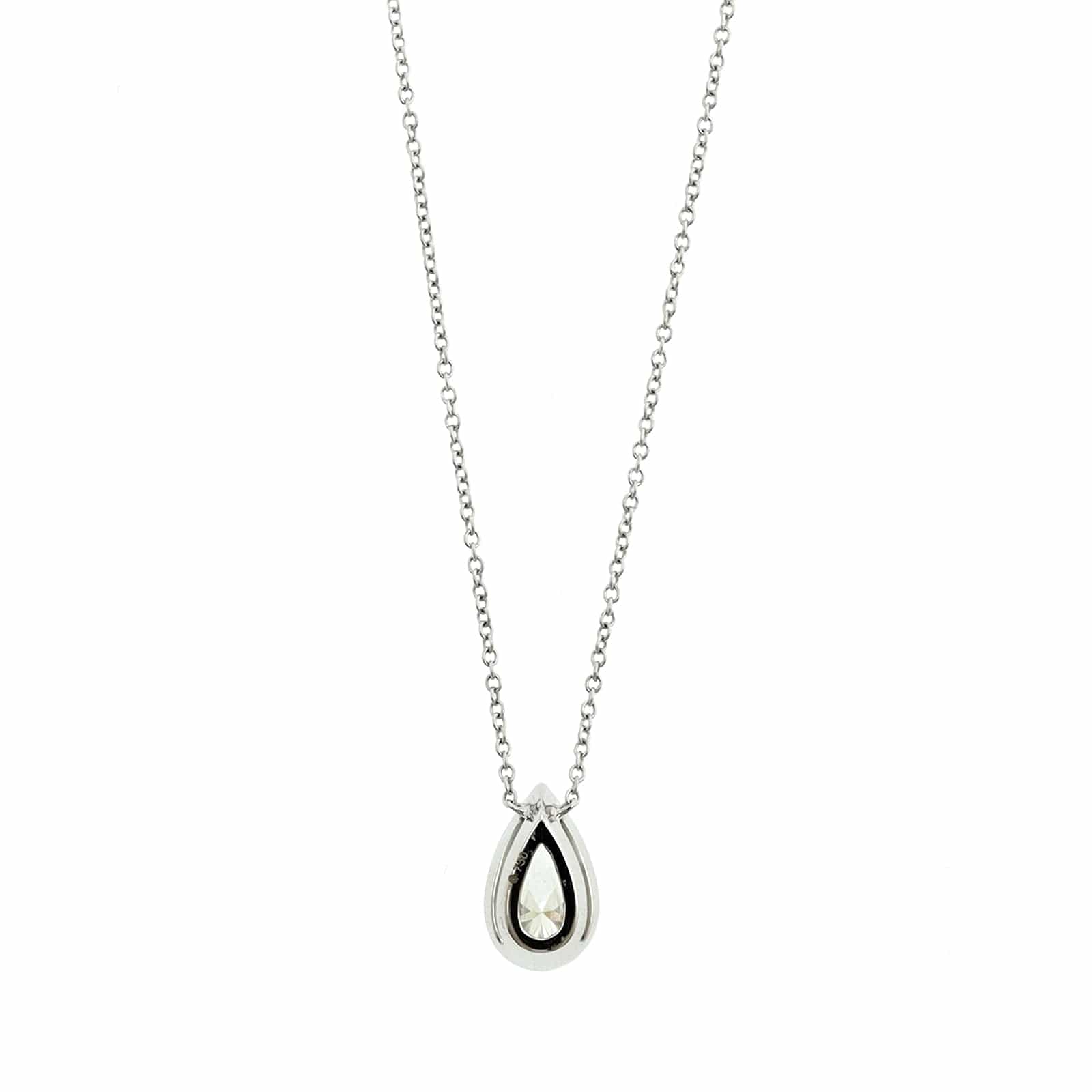 18K White Gold Pear Shaped Diamond Pendant Necklace - Image 2