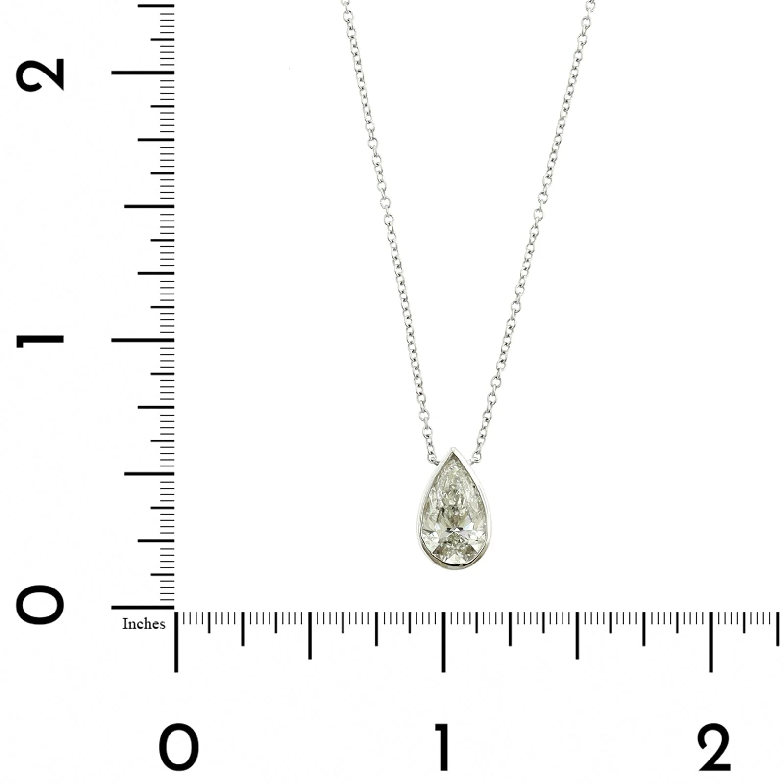 18K White Gold Pear Shaped Diamond Pendant Necklace - Image 4