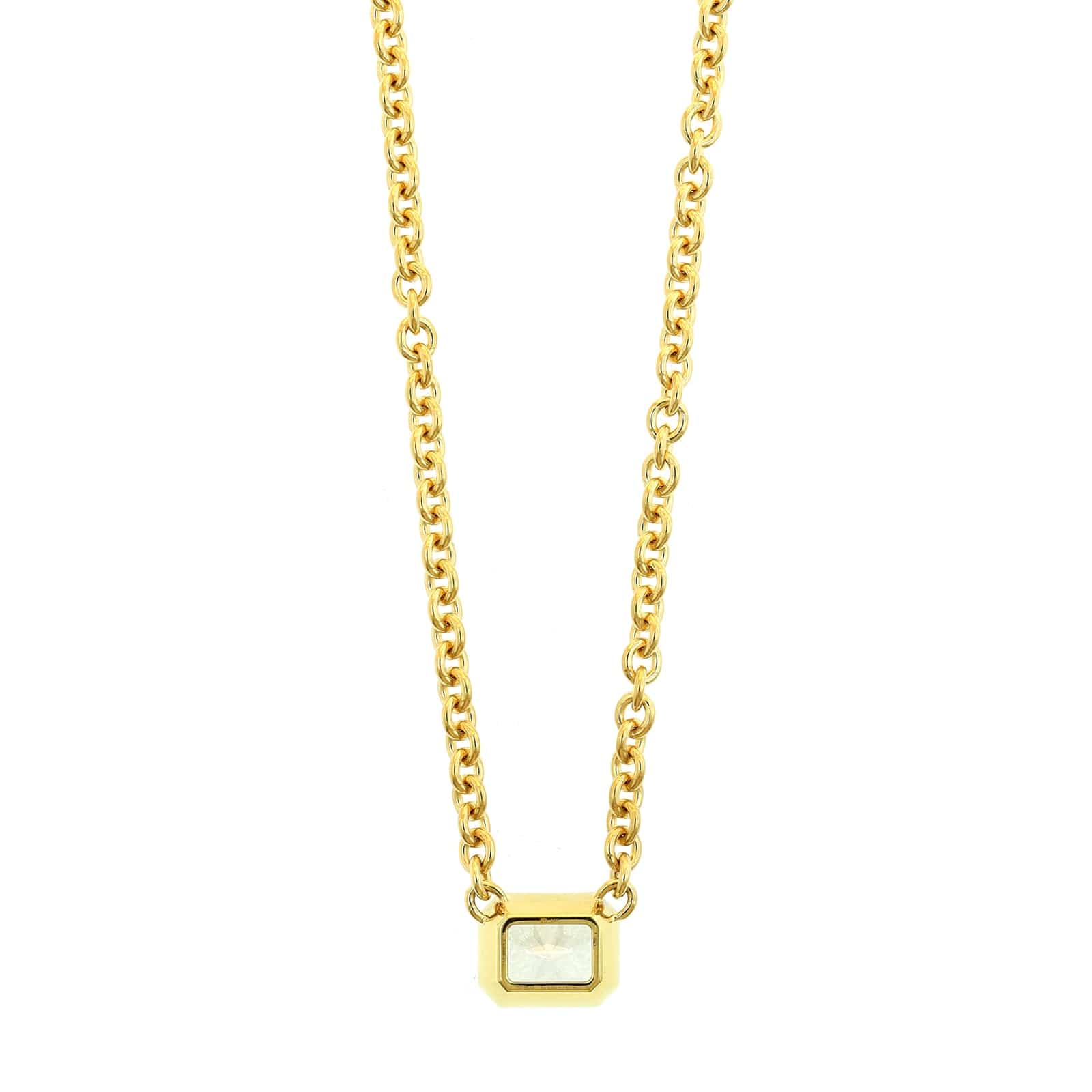 18K Yellow Gold Radiant Cut Diamond Pendant Necklace - Image 2