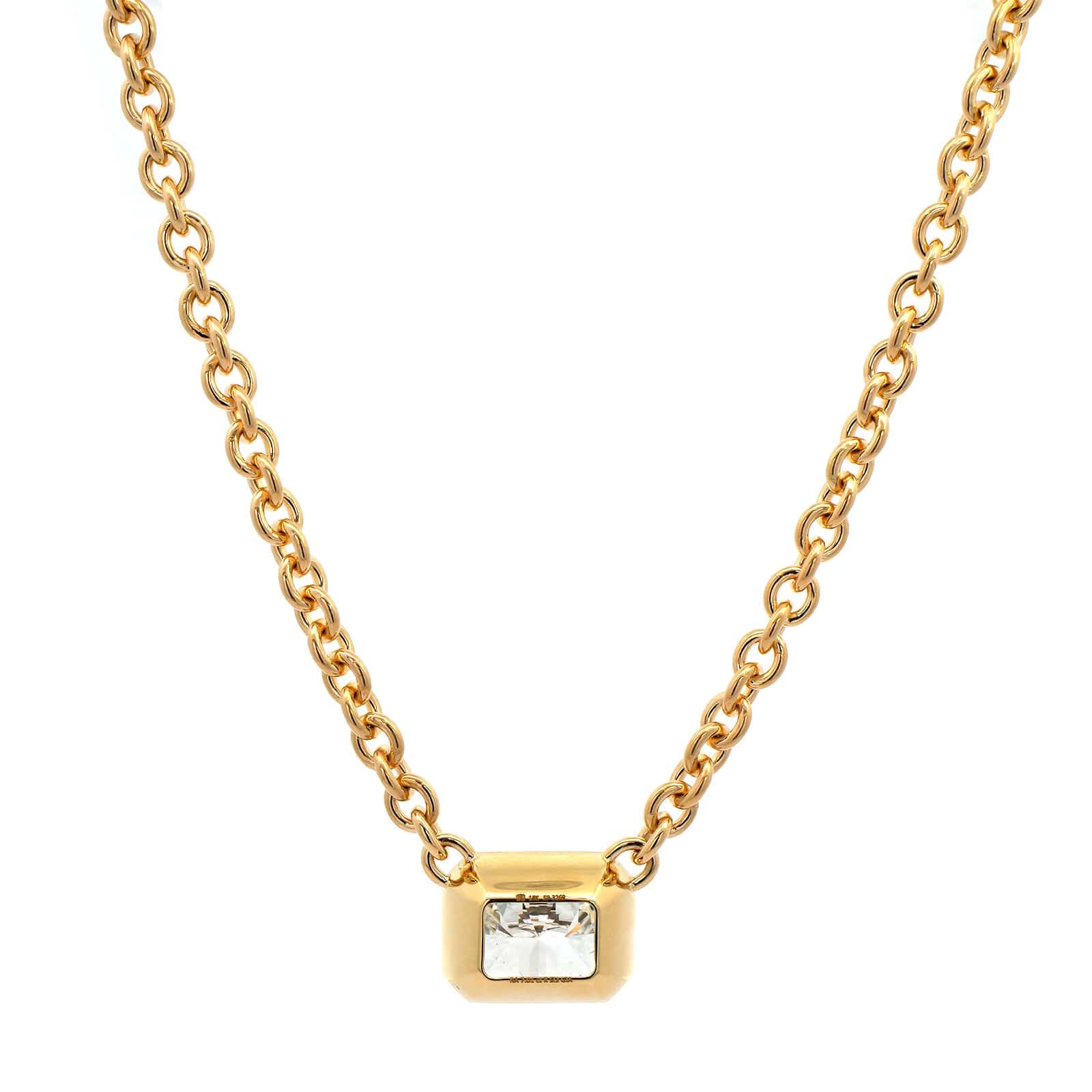 18K Yellow Gold Bezel Set Radiant Cut Diamond Pendant Necklace - Image 2