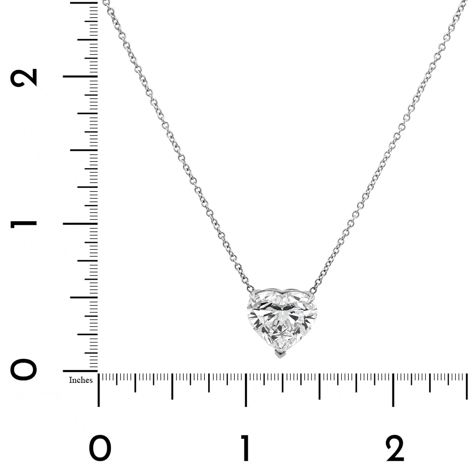 18K White Gold Heart Shaped Diamond Pendant Necklace - Image 4