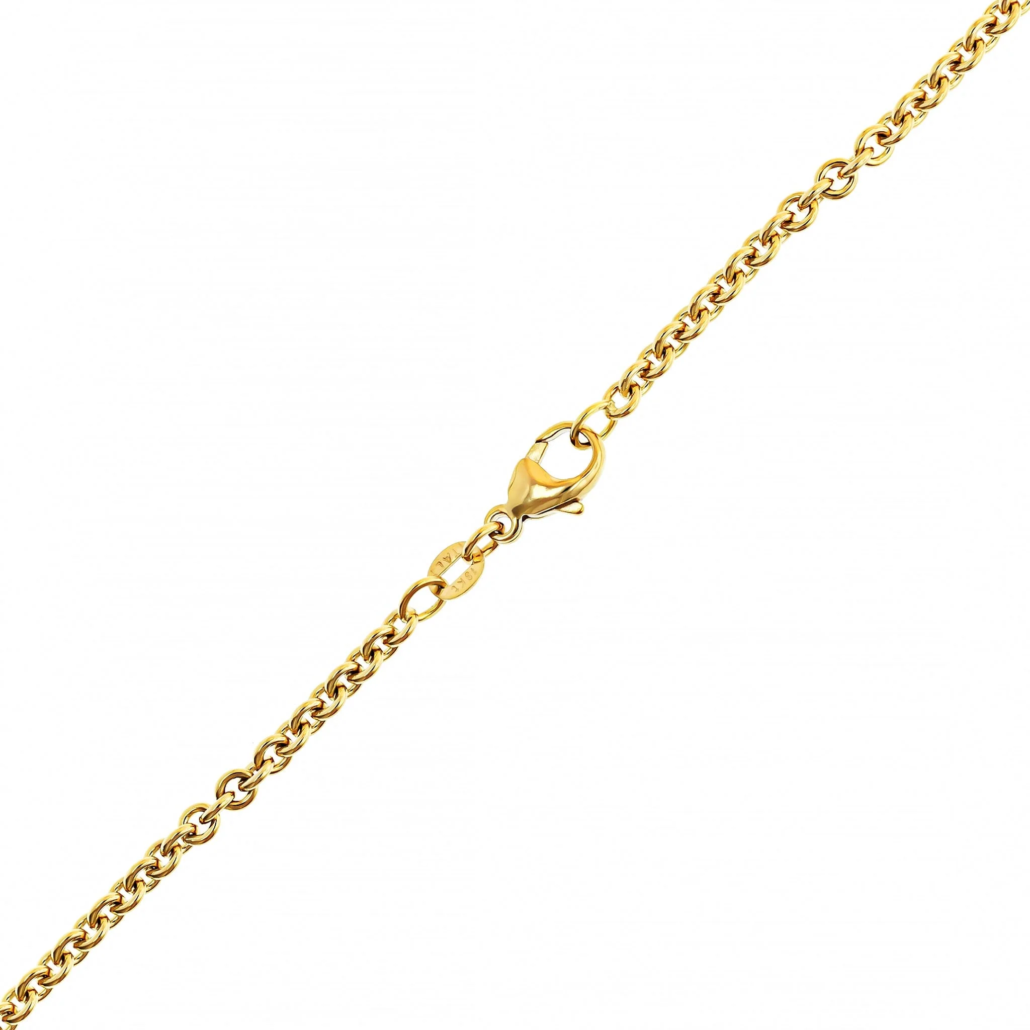 18K Yellow Gold Bezel Set Round Diamond Pendant Necklace - Image 3