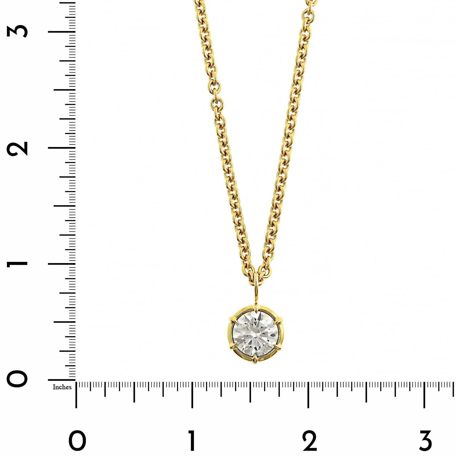 18K Yellow Gold Bezel Set Round Diamond Pendant Necklace - Image 4