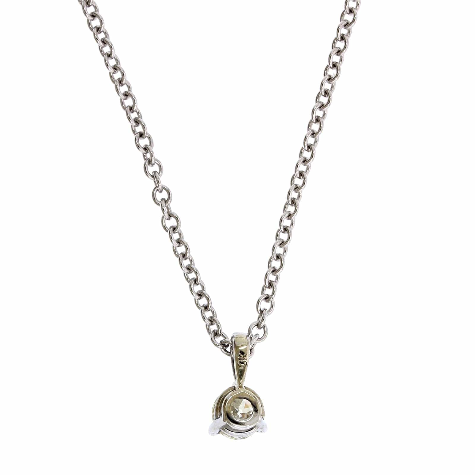 14k White Gold 3 Prong Solitaire Diamond Pendant - Image 2
