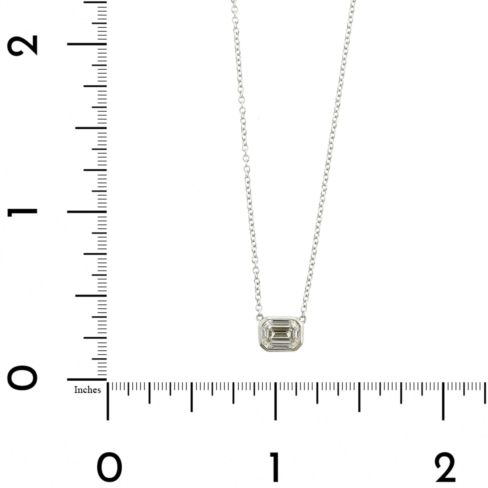 18K White Gold Emerald Cut Diamond Pendant Necklace - Image 4