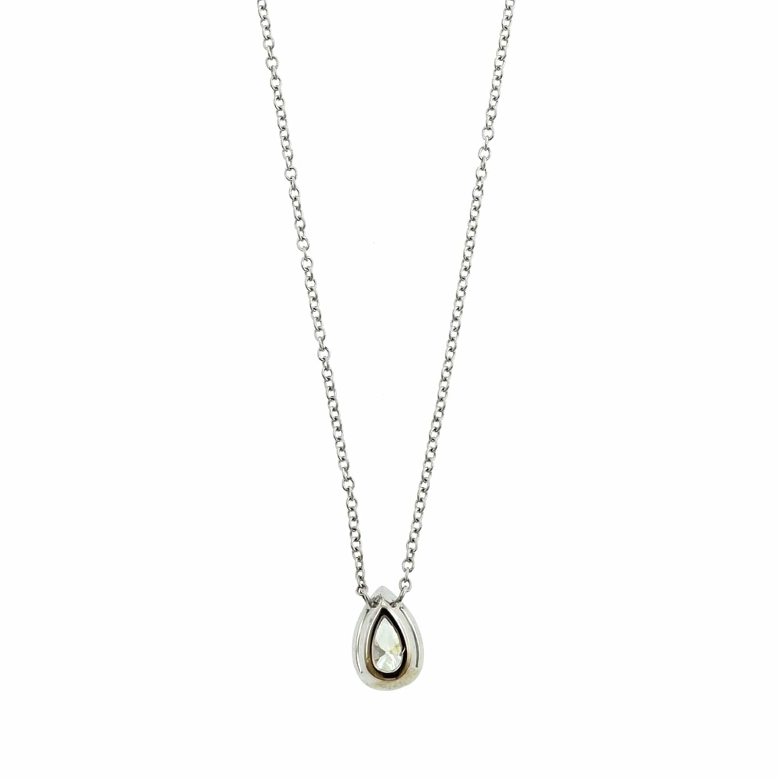 18K White Gold Pear Shaped Diamond Pendant Necklace - Image 2
