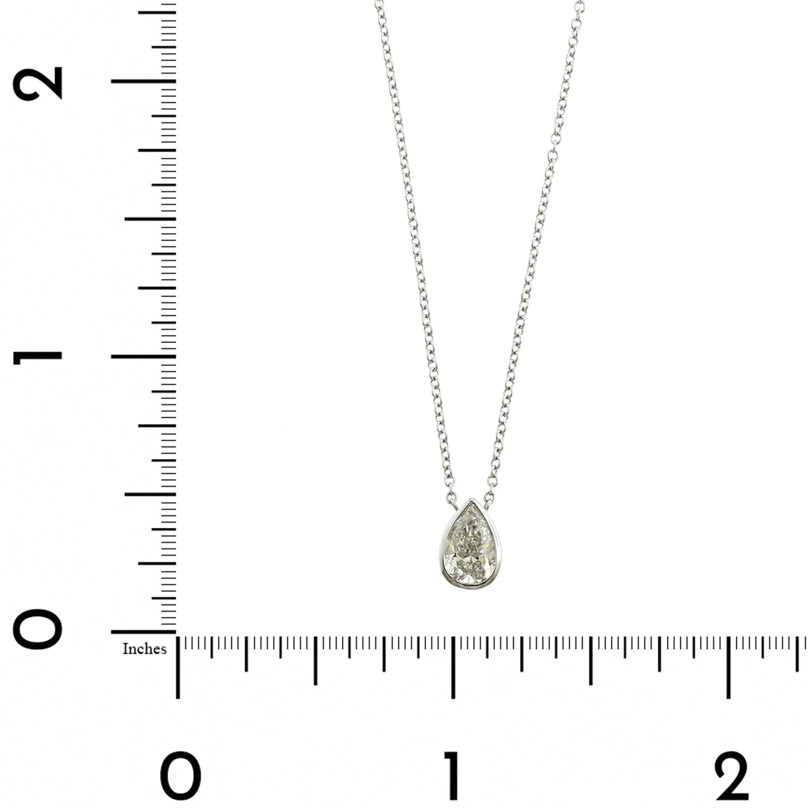 18K White Gold Pear Shaped Diamond Pendant Necklace - Image 4