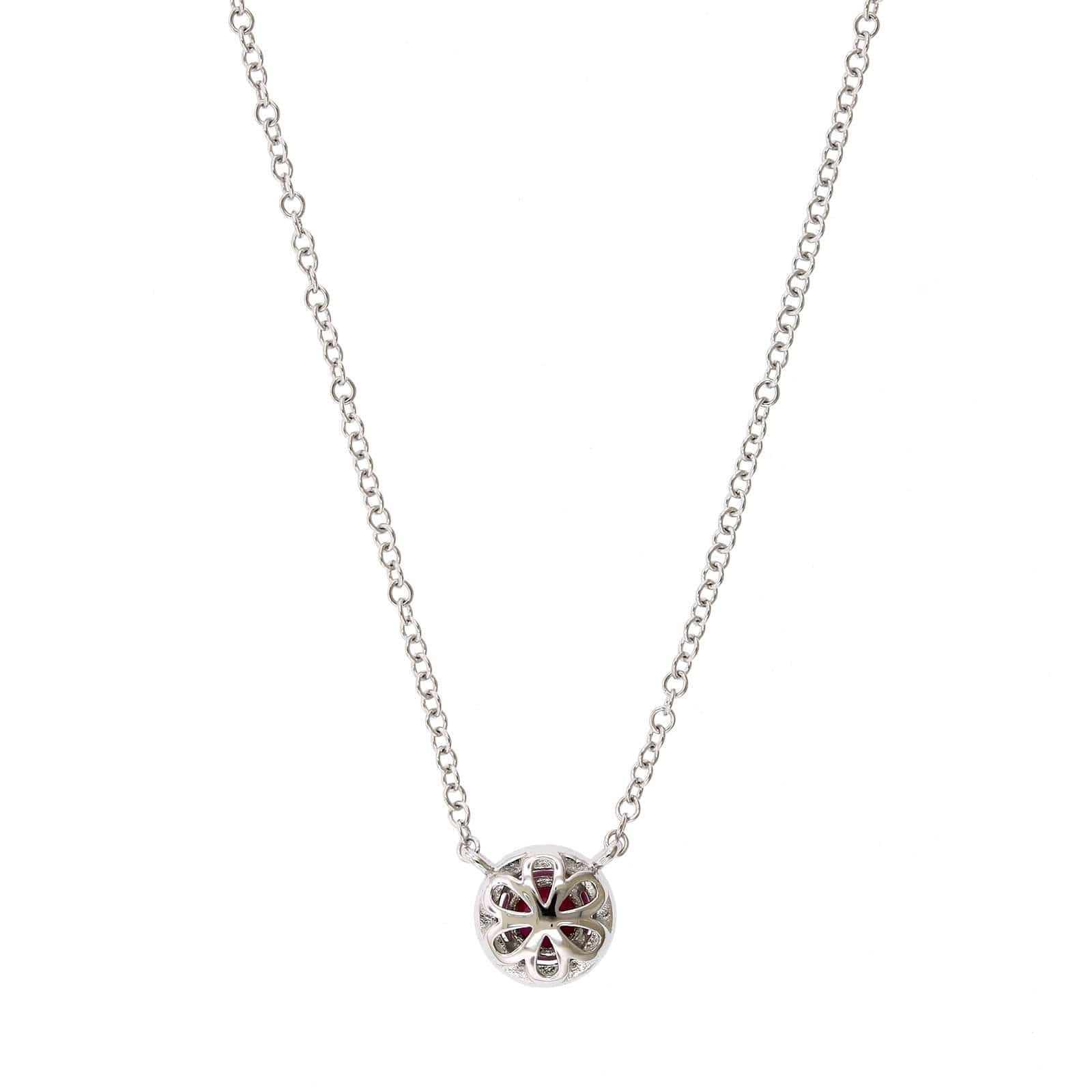 14K White Gold Ruby Diamond Halo Pendant - Image 3