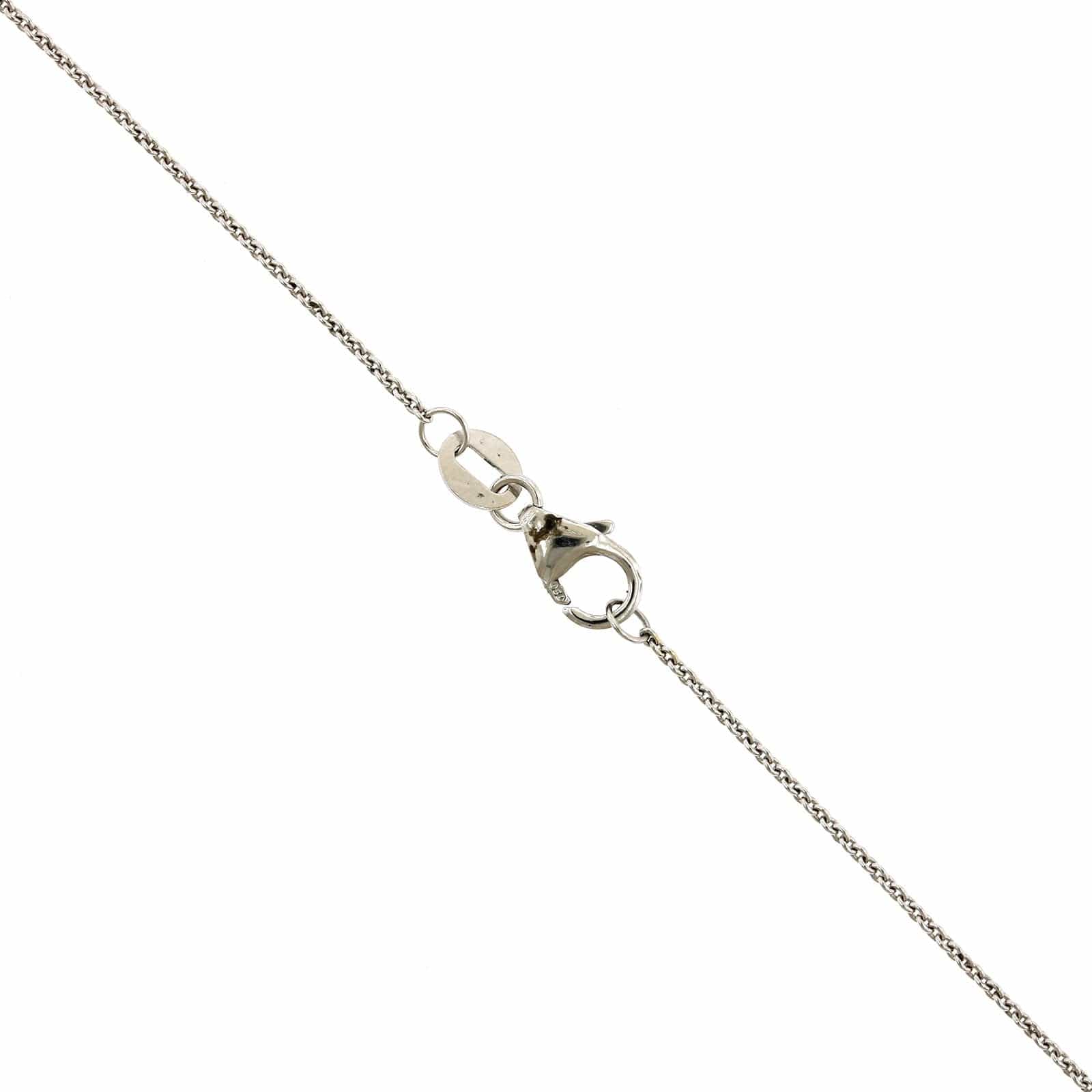 18K White Gold Oval Ruby with Round and Baguette Diamond Halo Necklace - Image 3