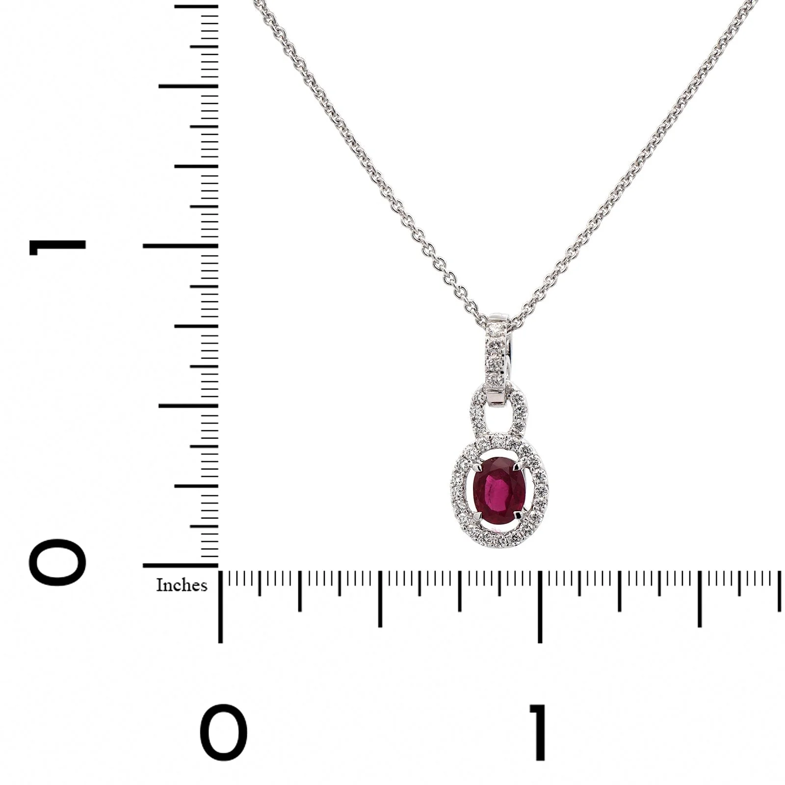18K White Gold Oval Ruby & Diamond Necklace - Image 4