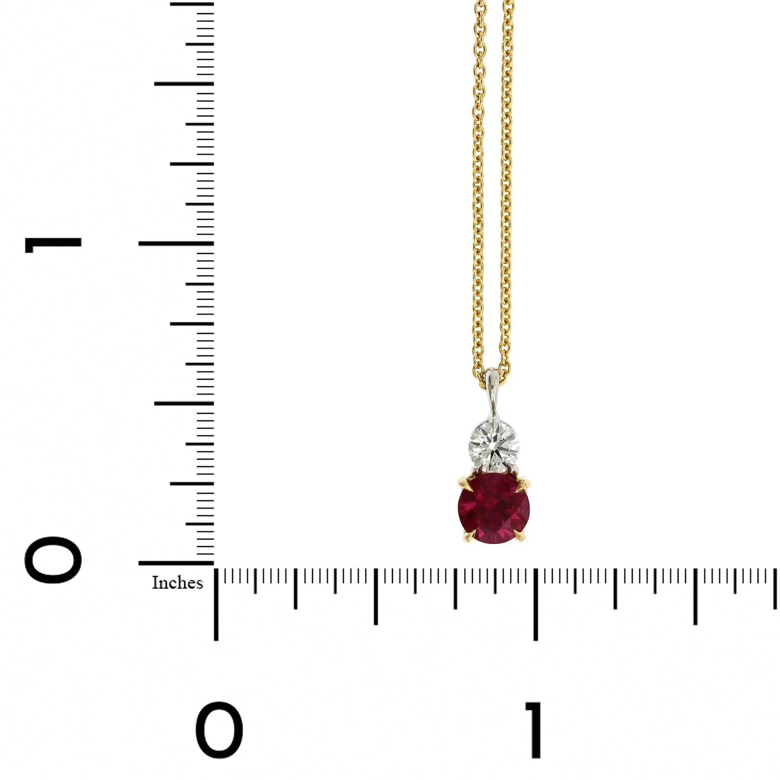 18K Yellow Gold Ruby and Diamond Pendant - Image 4