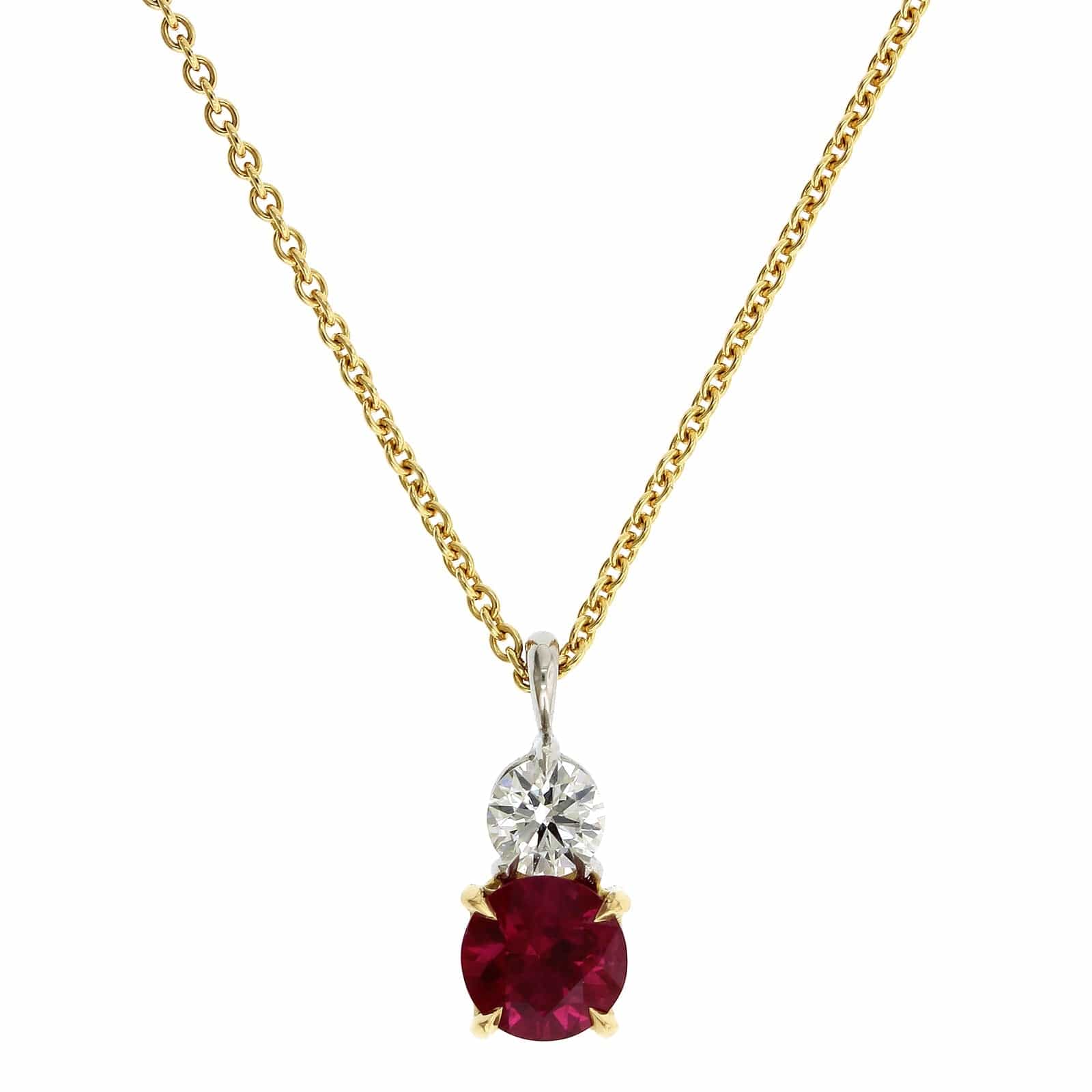 18K Yellow Gold Ruby and Diamond Pendant - Image 5