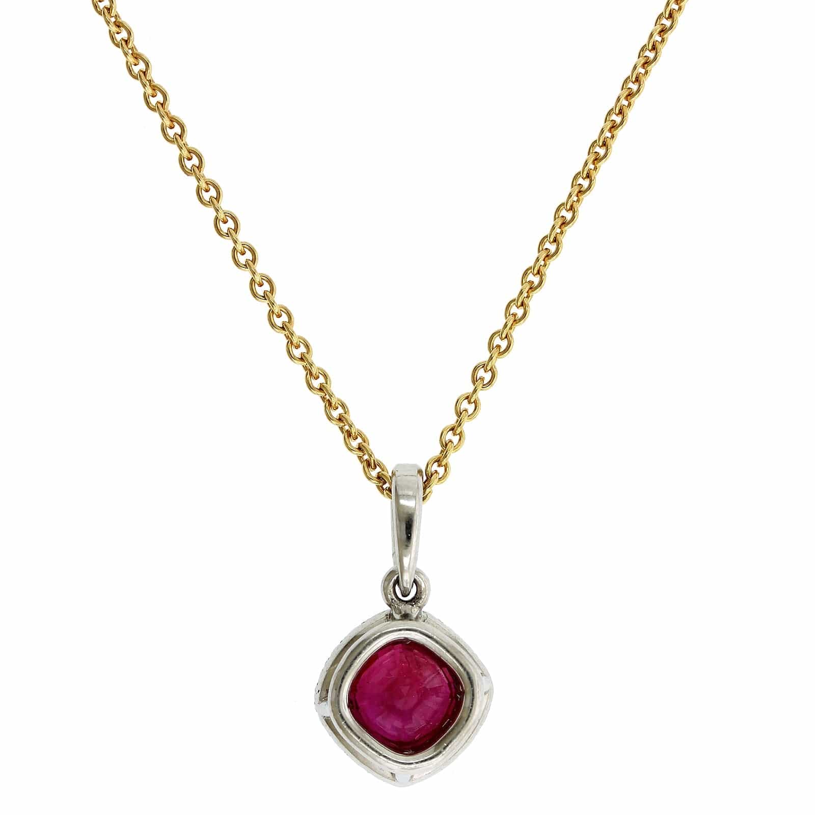 18K Yellow Gold Ruby and Diamond Halo Pendant - Image 2