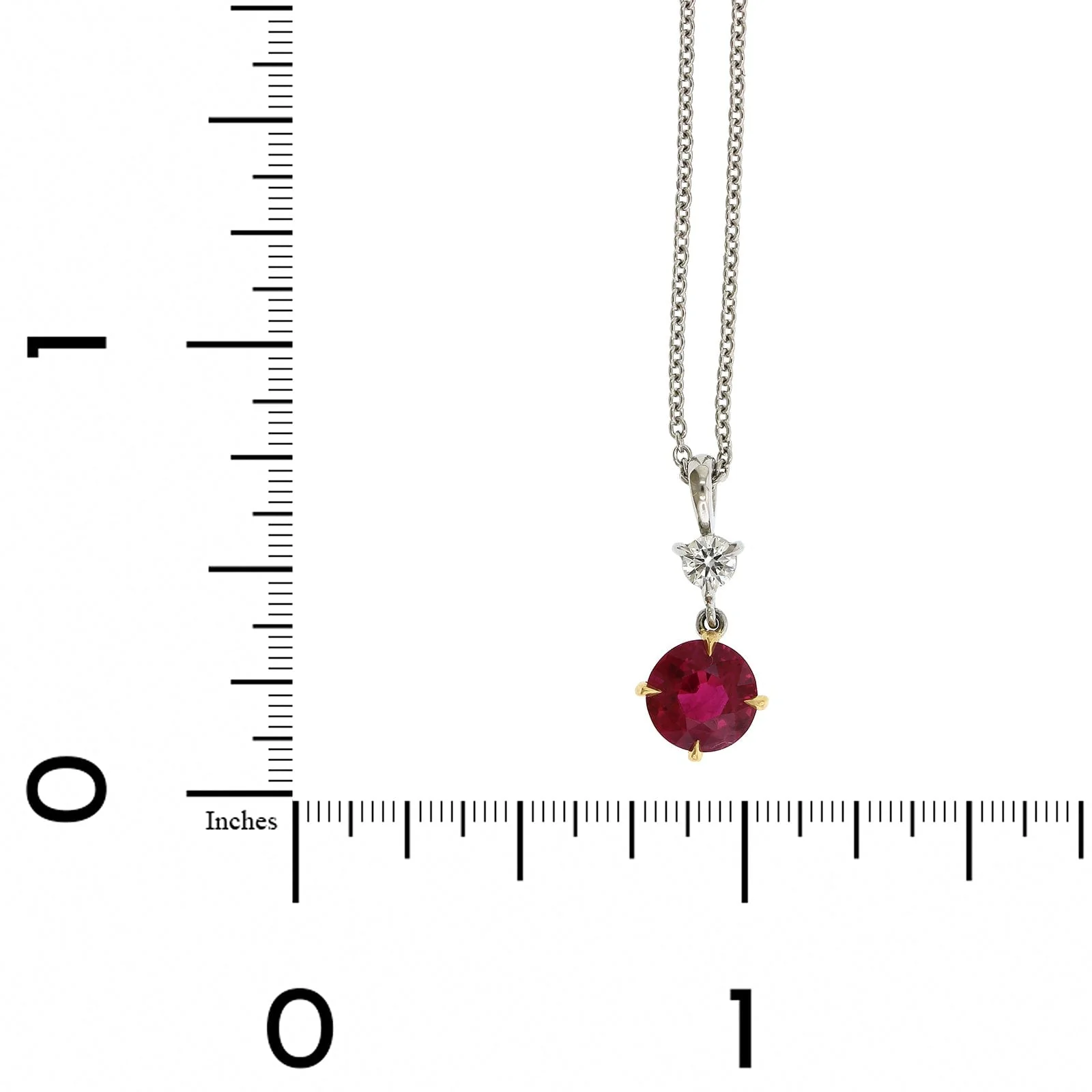 Platinum Ruby and Diamond Pendant Necklace - Image 4