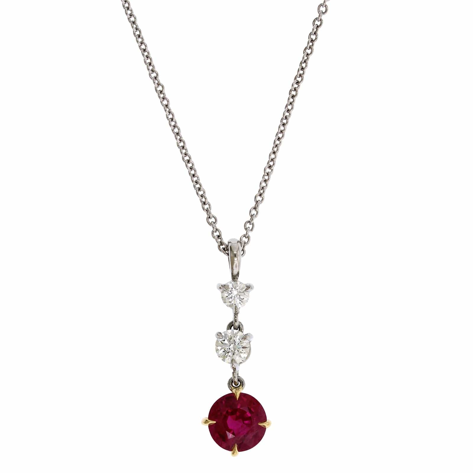 Platinum Ruby & Diamond Necklace - Image 6