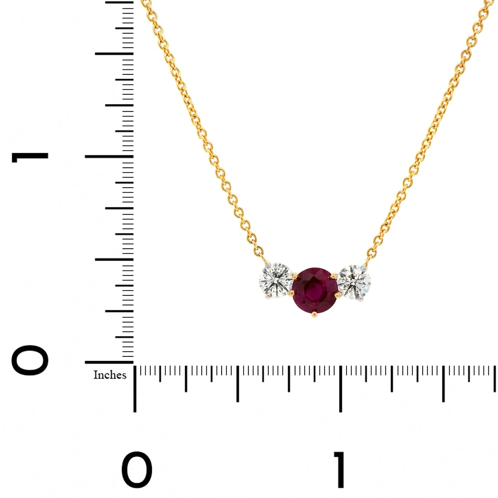 18K Yellow Gold & Platinum Diamond & Ruby Necklace - Image 4