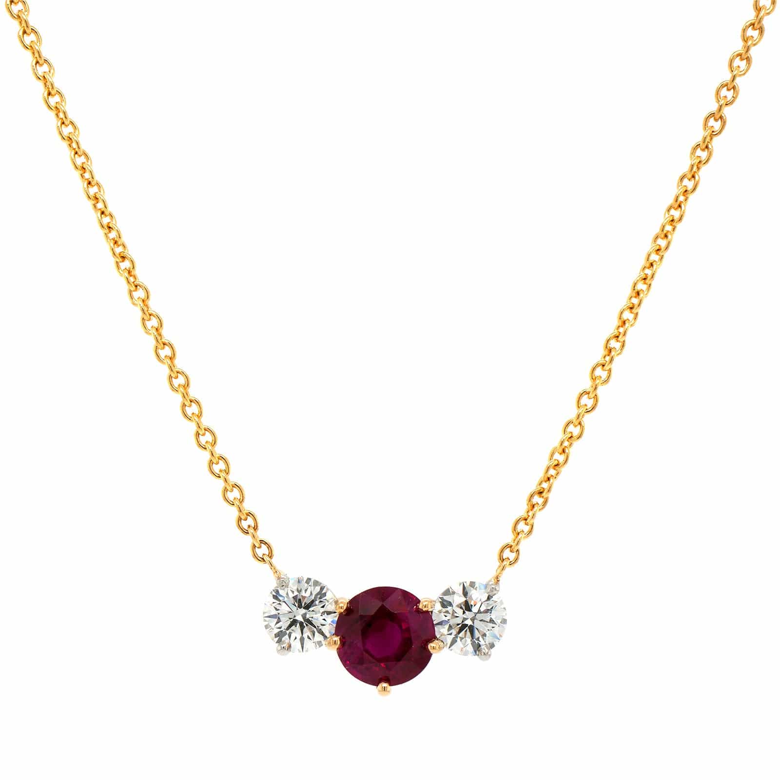 18K Yellow Gold & Platinum Diamond & Ruby Necklace - Image 5