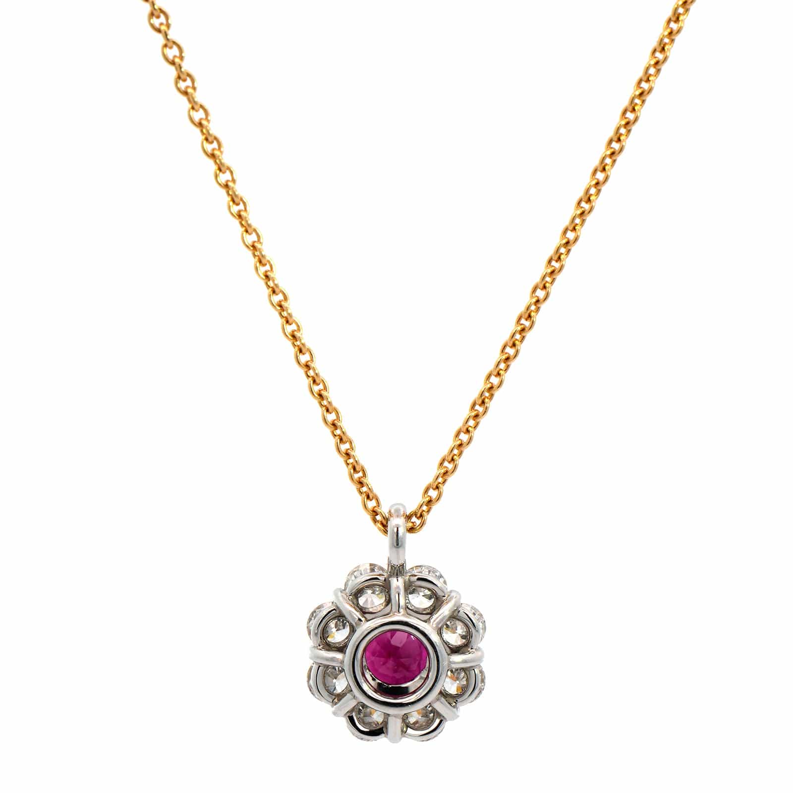 18K Yellow Gold Ruby and Diamond Pendant Necklace - Image 2