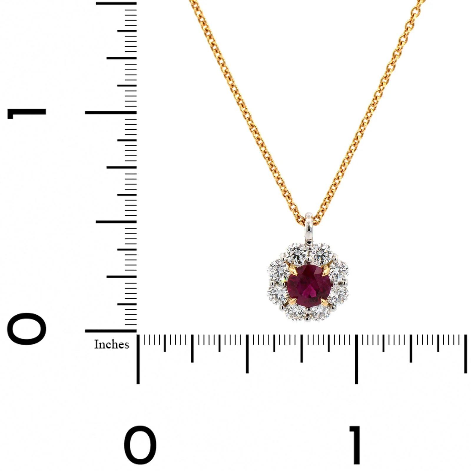 18K Yellow Gold Ruby and Diamond Pendant Necklace - Image 4