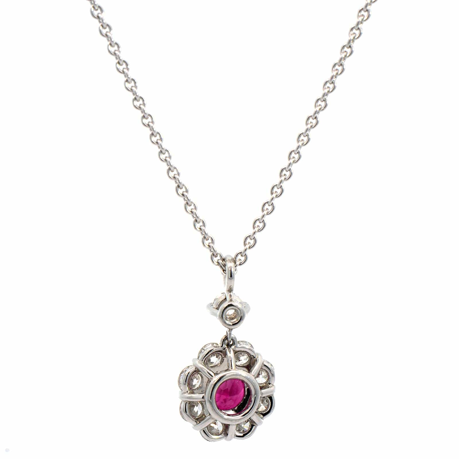 Platinum Ruby and Diamond Pendant Necklace - Image 2