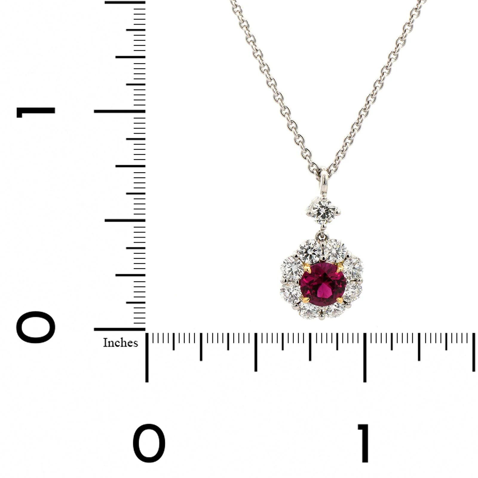 Platinum Ruby and Diamond Pendant Necklace - Image 4