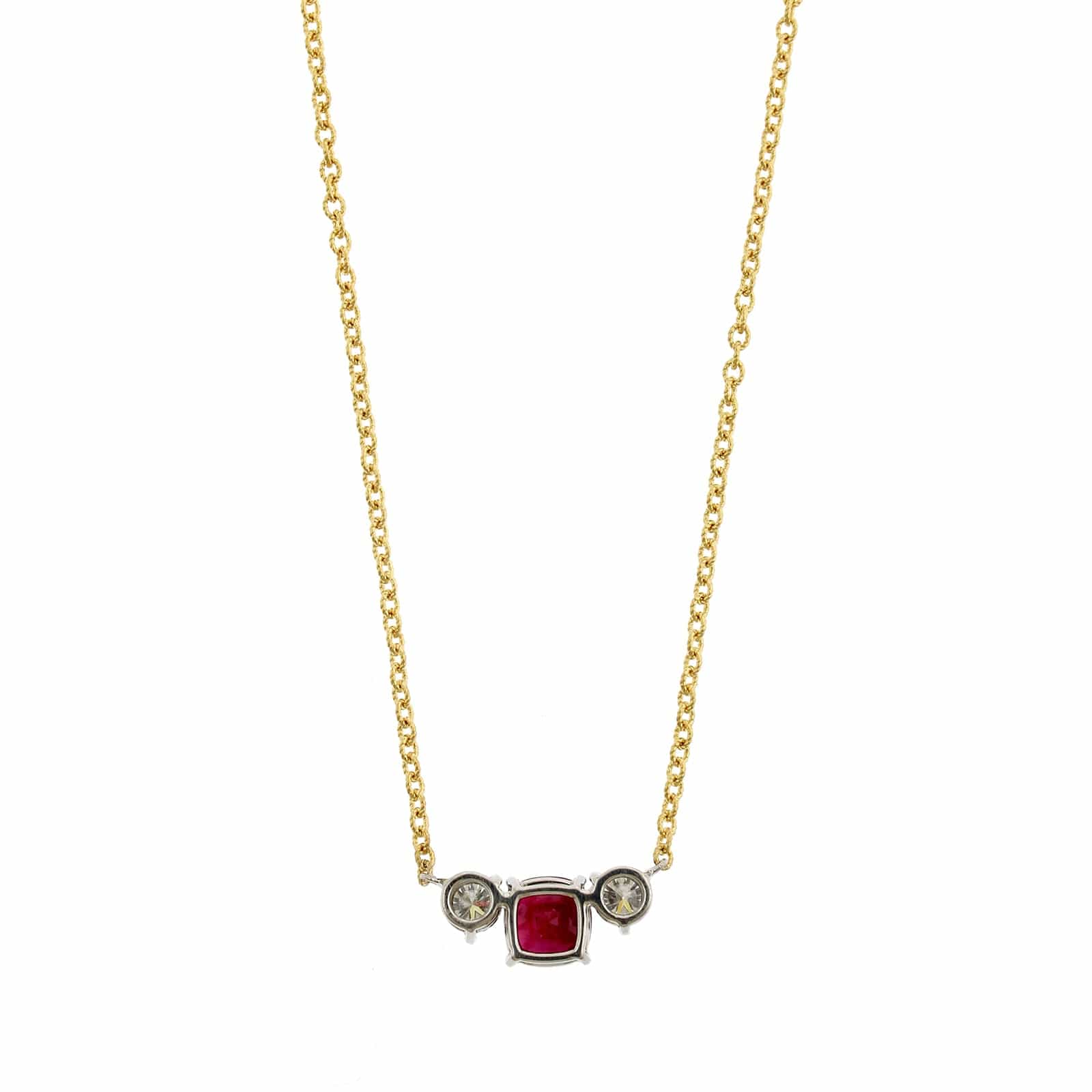 18K Yellow Gold & Platinum Diamond & Ruby Necklace - Image 2