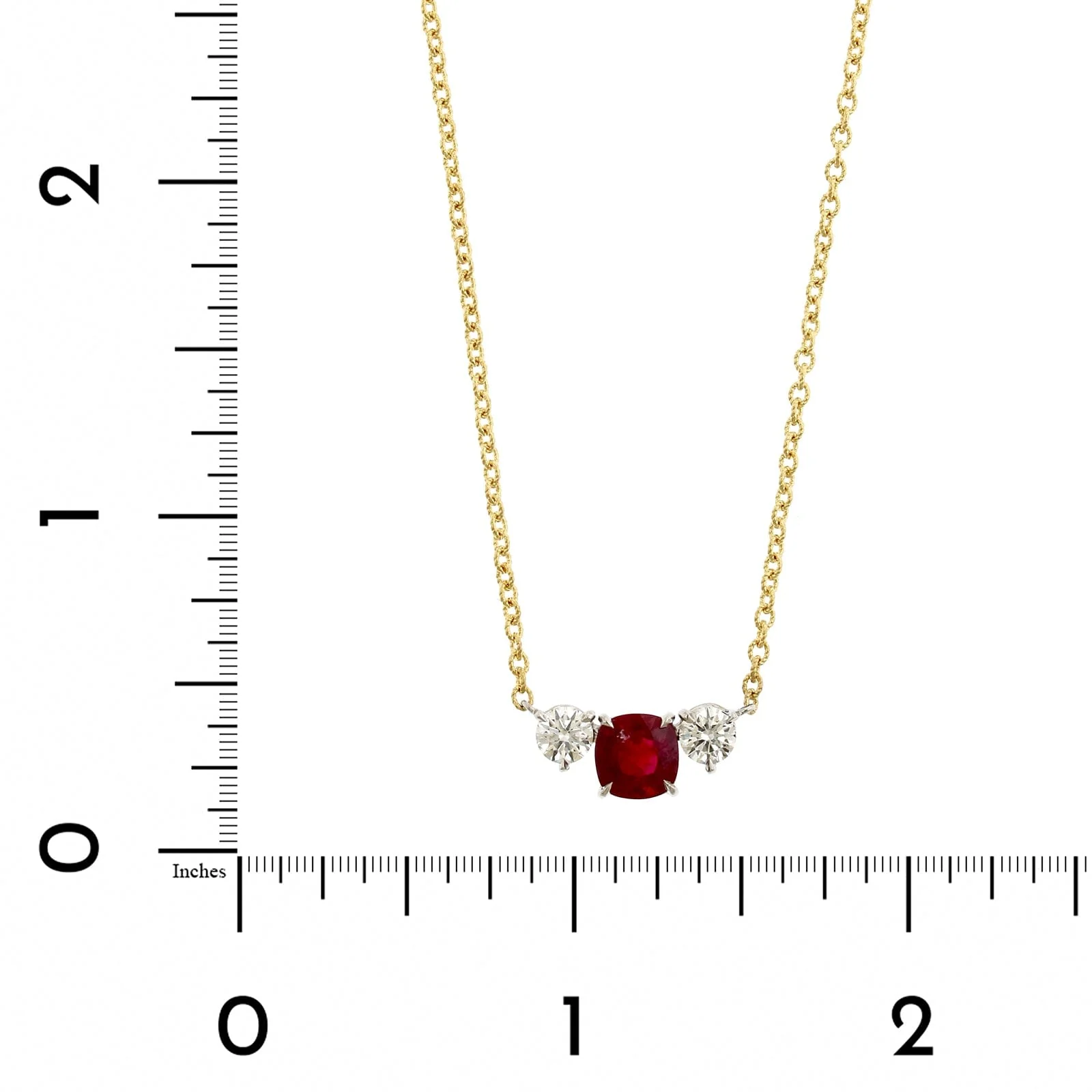 18K Yellow Gold & Platinum Diamond & Ruby Necklace - Image 4