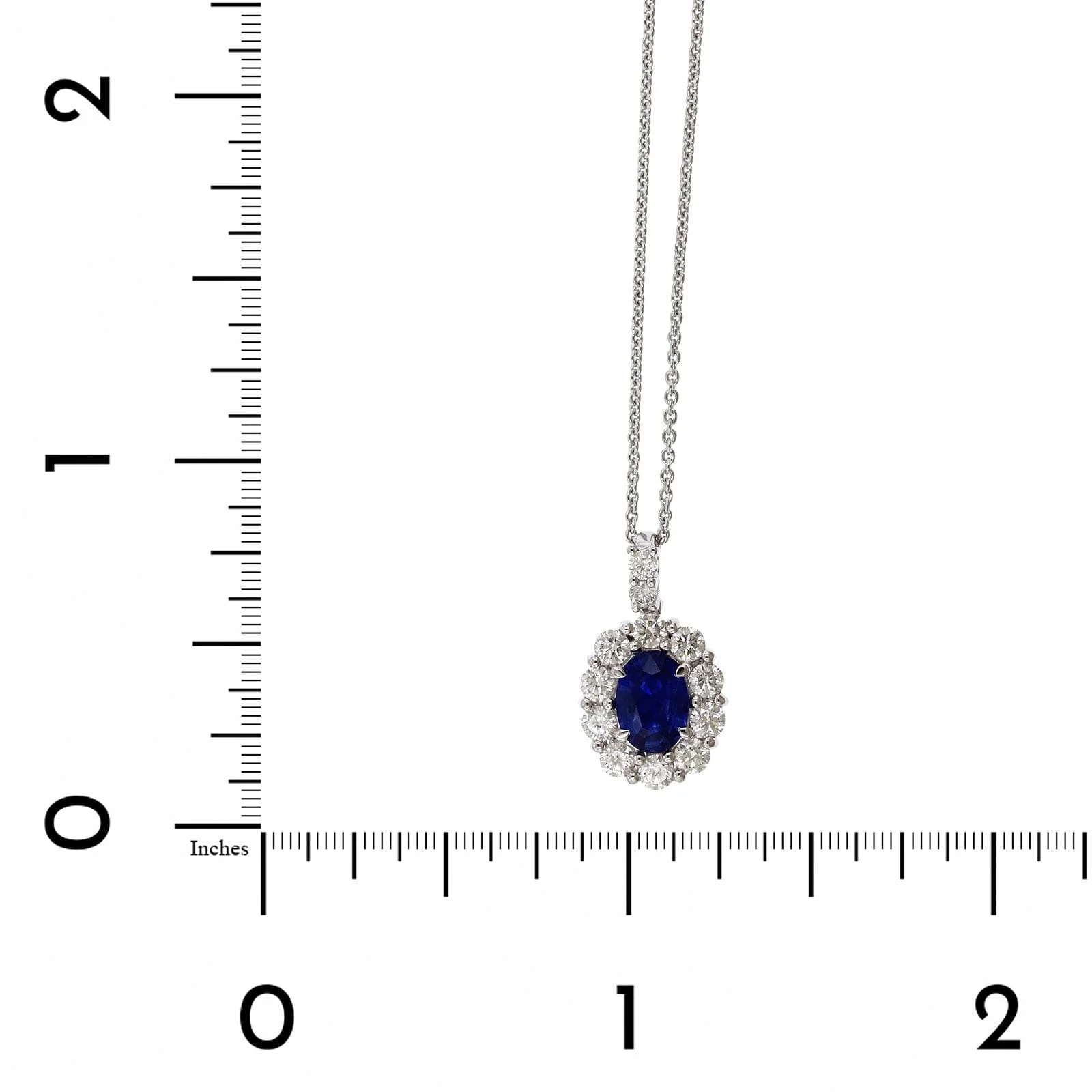 18K White Gold Sapphire Diamond Halo Pendant - Image 4
