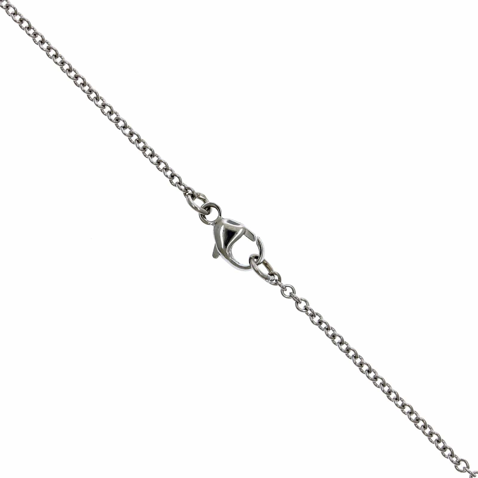 18K White Gold Sapphire Diamond Halo Necklace - Image 3