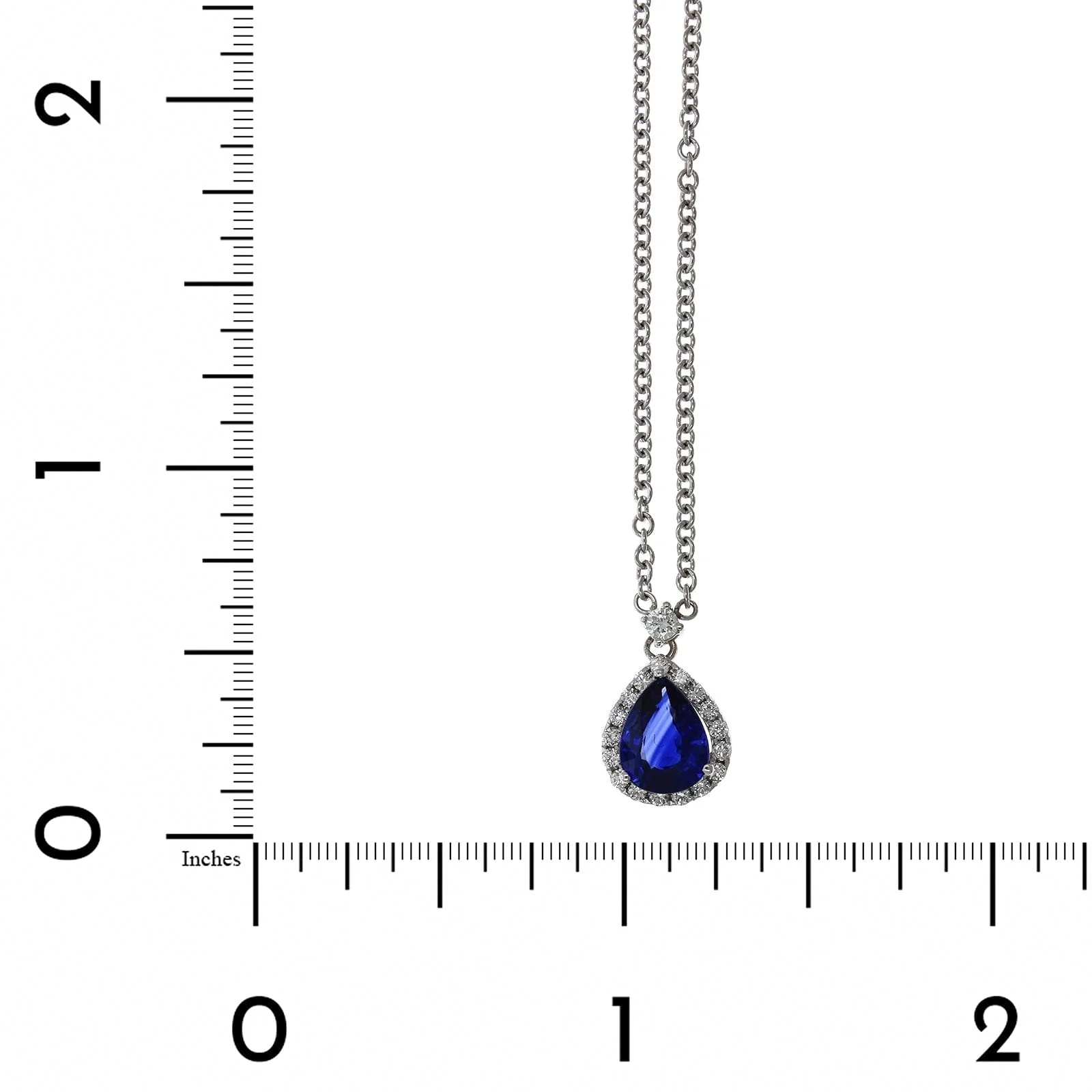 18K White Gold Sapphire Diamond Halo Necklace - Image 4