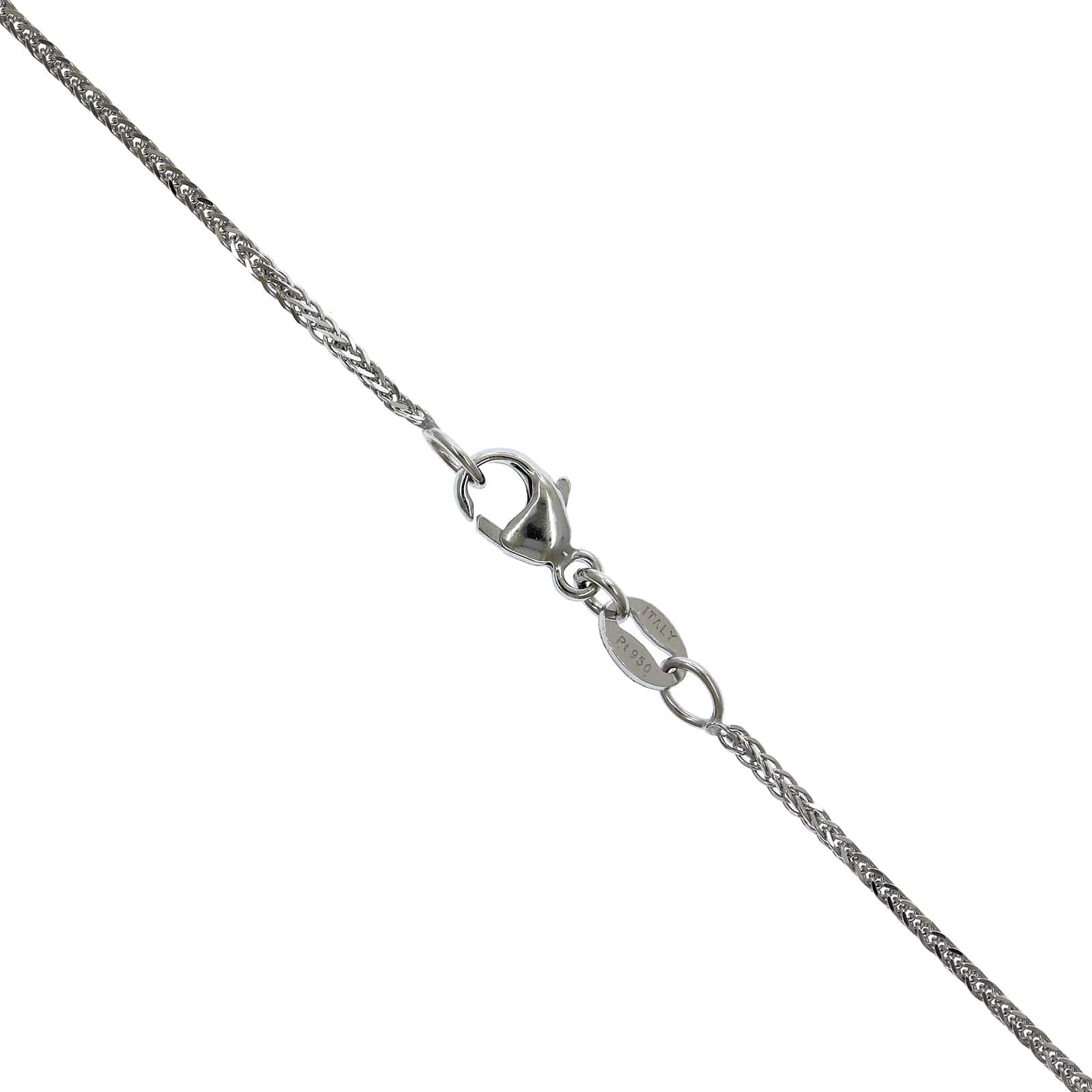 Platinum Cushion Sapphire Diamond Halo Necklace - Image 3