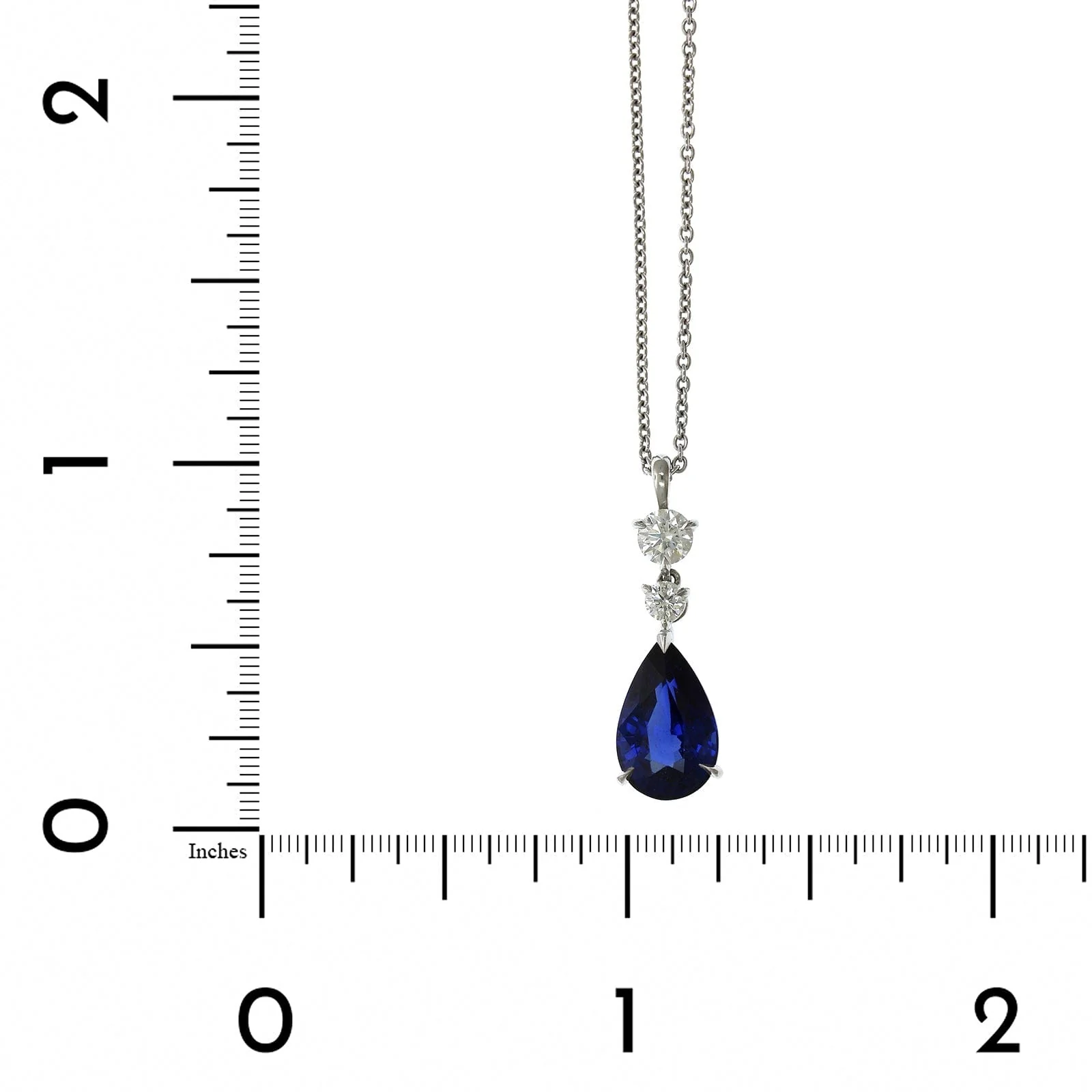 Platinum Pear Shape Sapphire Diamond Pendant - Image 4
