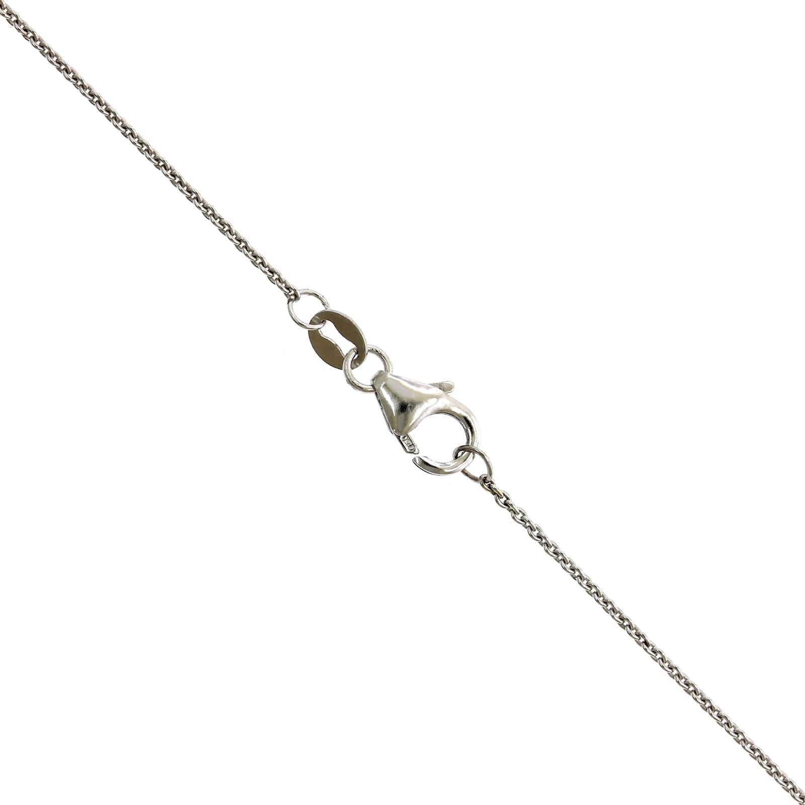 18K White Gold Oval Sapphire Vintage Style Pendant - Image 3