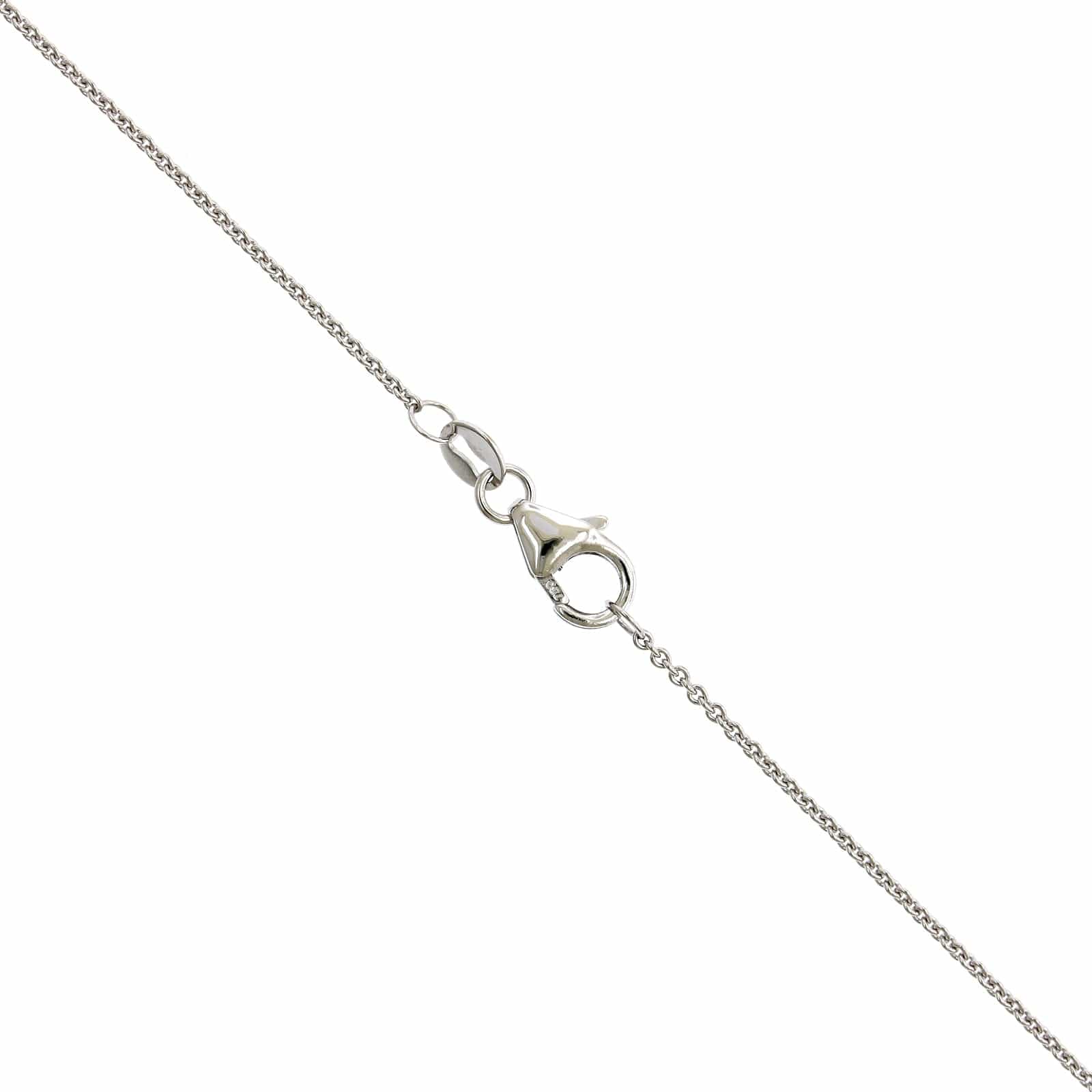 18K White Gold Oval Sapphire Diamond Halo Pendant - Image 3