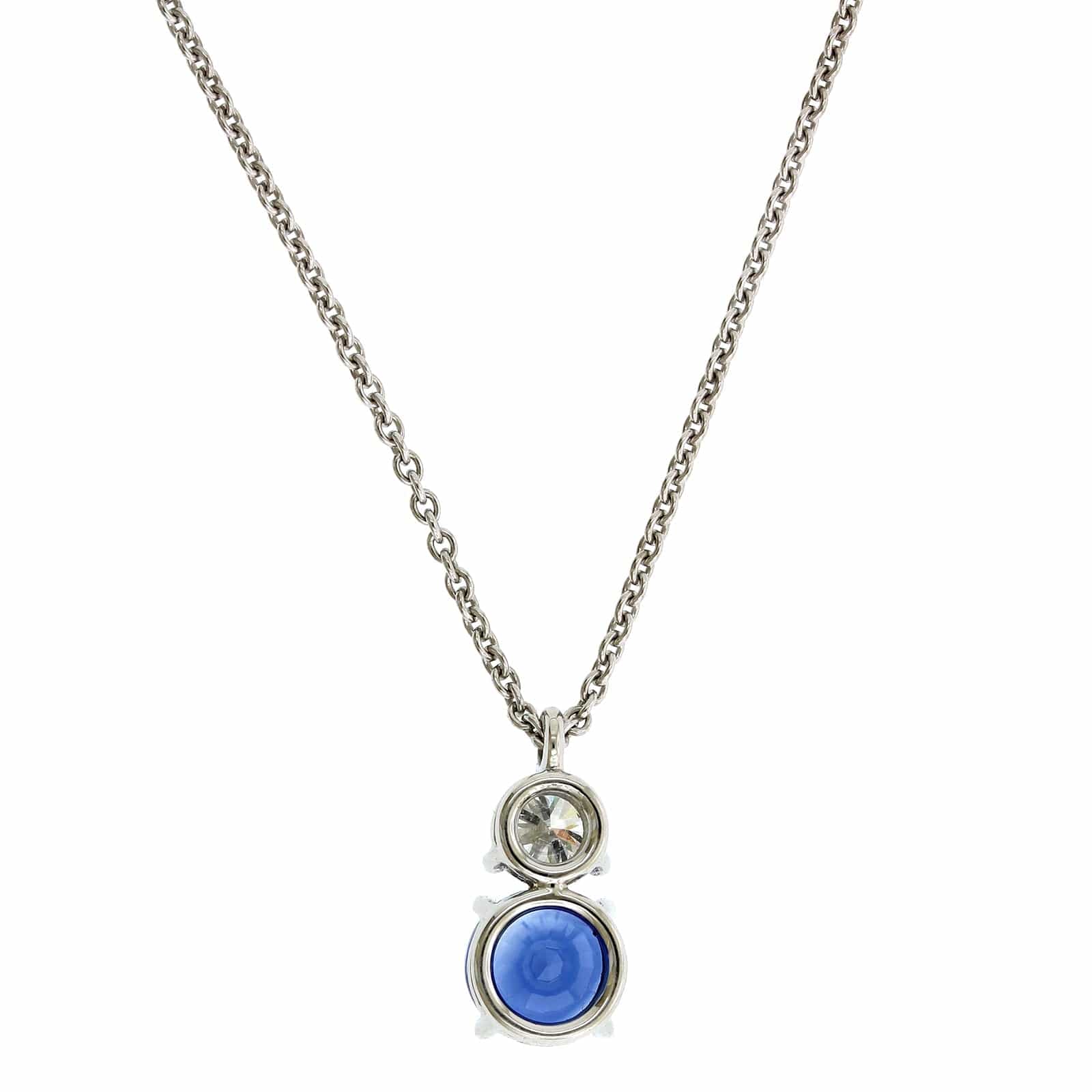 Platinum Sapphire and Diamond Pendant - Image 2
