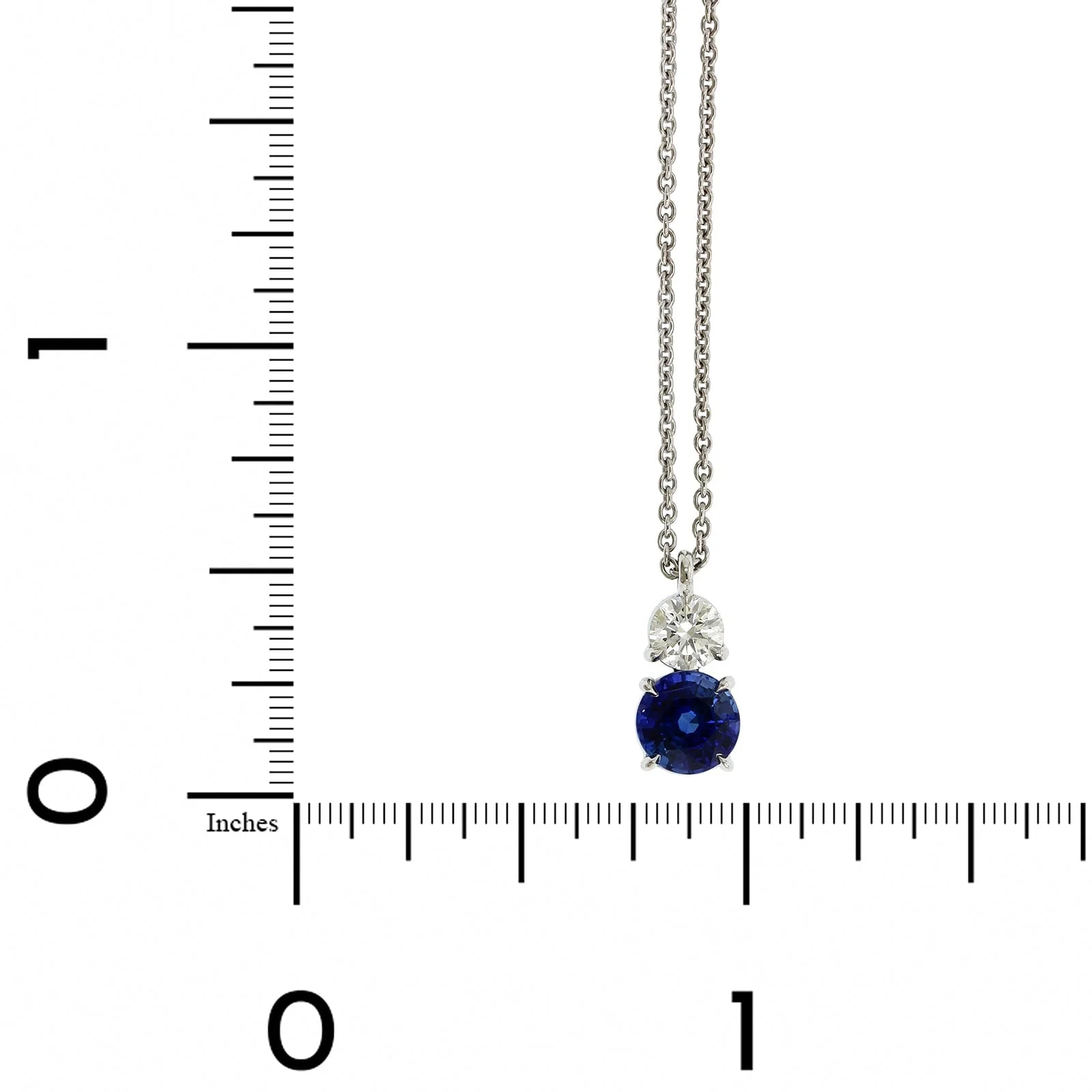 Platinum Sapphire and Diamond Pendant - Image 4